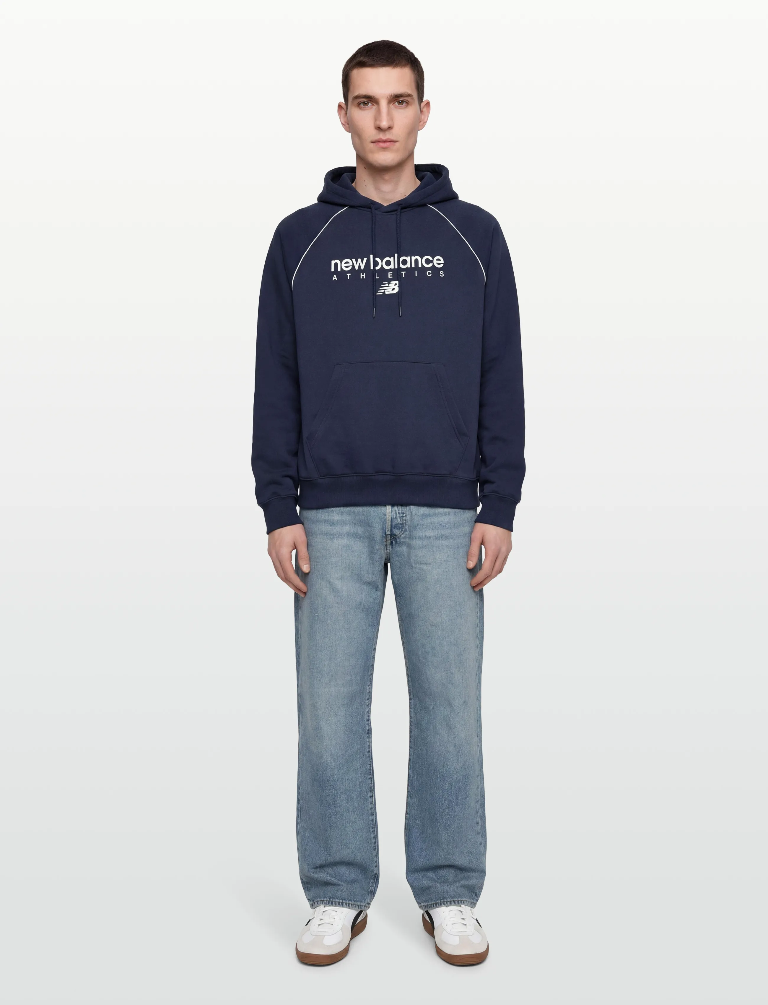 New Balance Linear Graphic Fleece Hoodie, L, Sport Sweatshirts & Hoodies, Marineblau - Männerswear