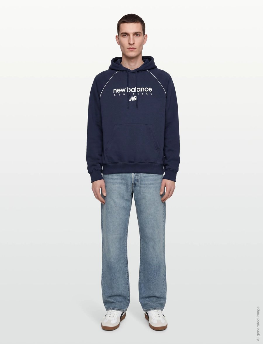 New Balance - Linear Graphic Fleece Hoodie - overdele - nb navy - 0
