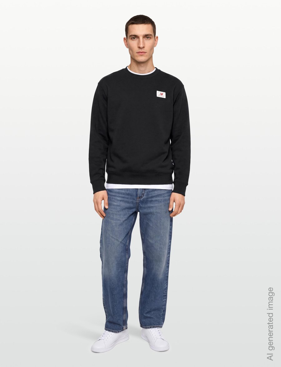 New Balance - Woven Label Crew - oberteile - black - 0