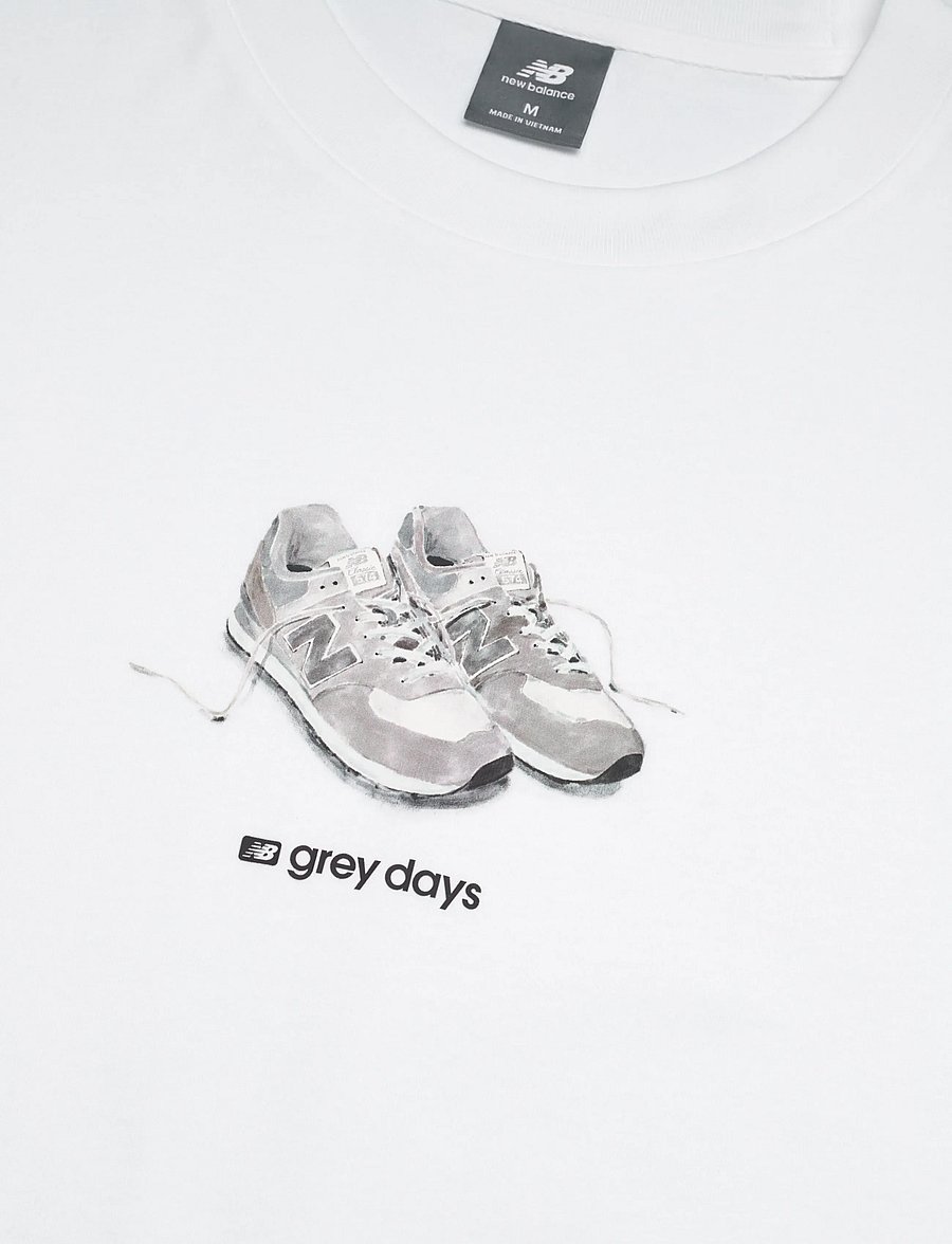 New Balance - Grey Days 574 T-Shirt - alussärgid ja t-särgid - white - 2