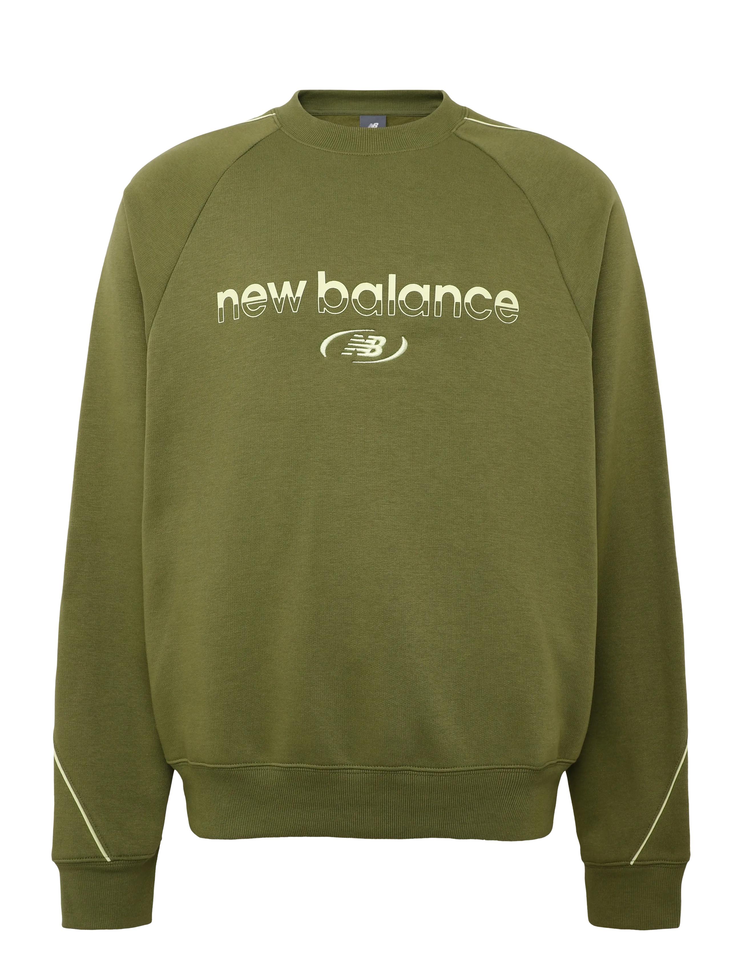 New Balance Trackside Fleece Crew - Sweatshirts - SPORT GREEN / khaki/green