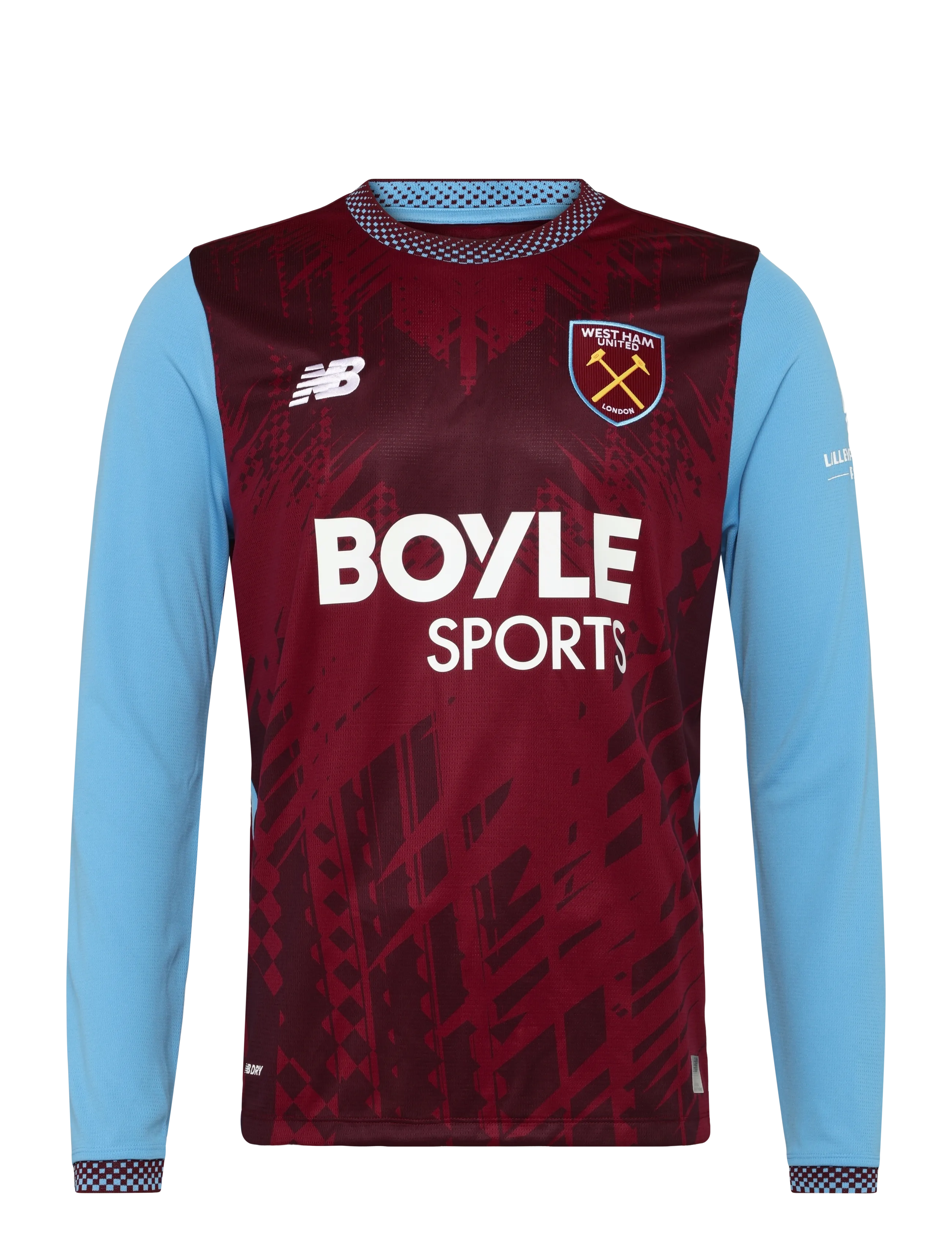 New Balance West Ham United 26/27 Home Long Sleeve Jersey - Alussärgid - HOME / burgundy