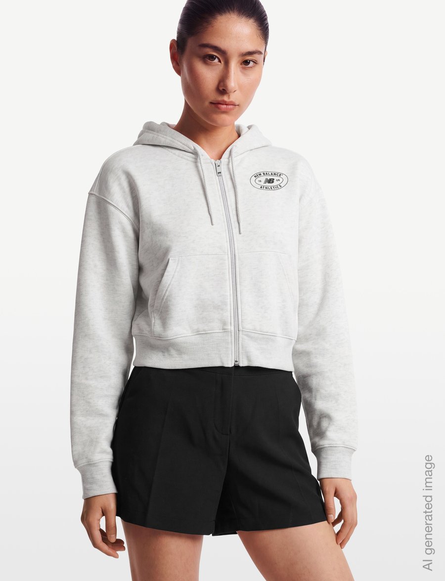 New Balance - Reimagined Fleece Full Zip - kapuutsiga dressipluusid - ash heather - 3