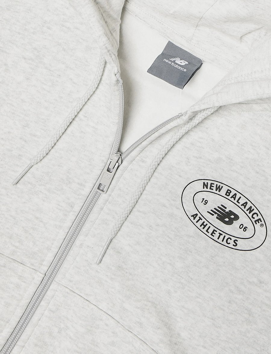 New Balance - Reimagined Fleece Full Zip - kapuutsiga dressipluusid - ash heather - 2