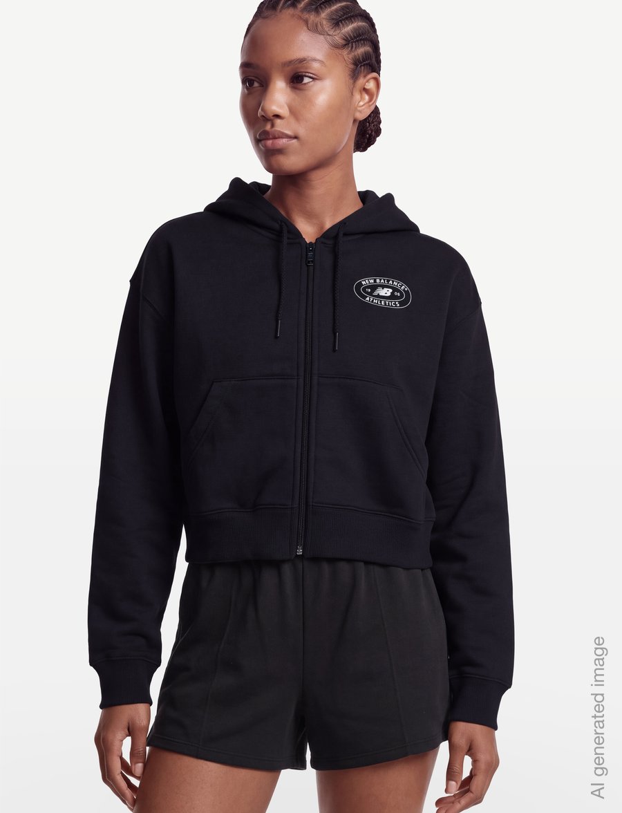 New Balance - Reimagined Fleece Full Zip - kapuutsiga dressipluusid - dark night - 3