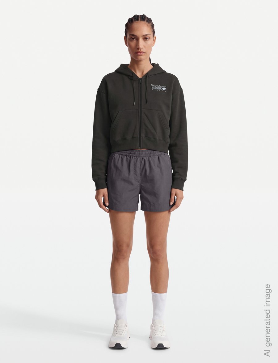 New Balance - Trackside Fleece Full Zip - sweatshirts - black cement - 0