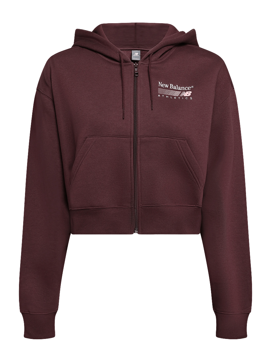 New Balance - Trackside Fleece Full Zip - kapuutsiga dressipluusid - cherry leather - 0