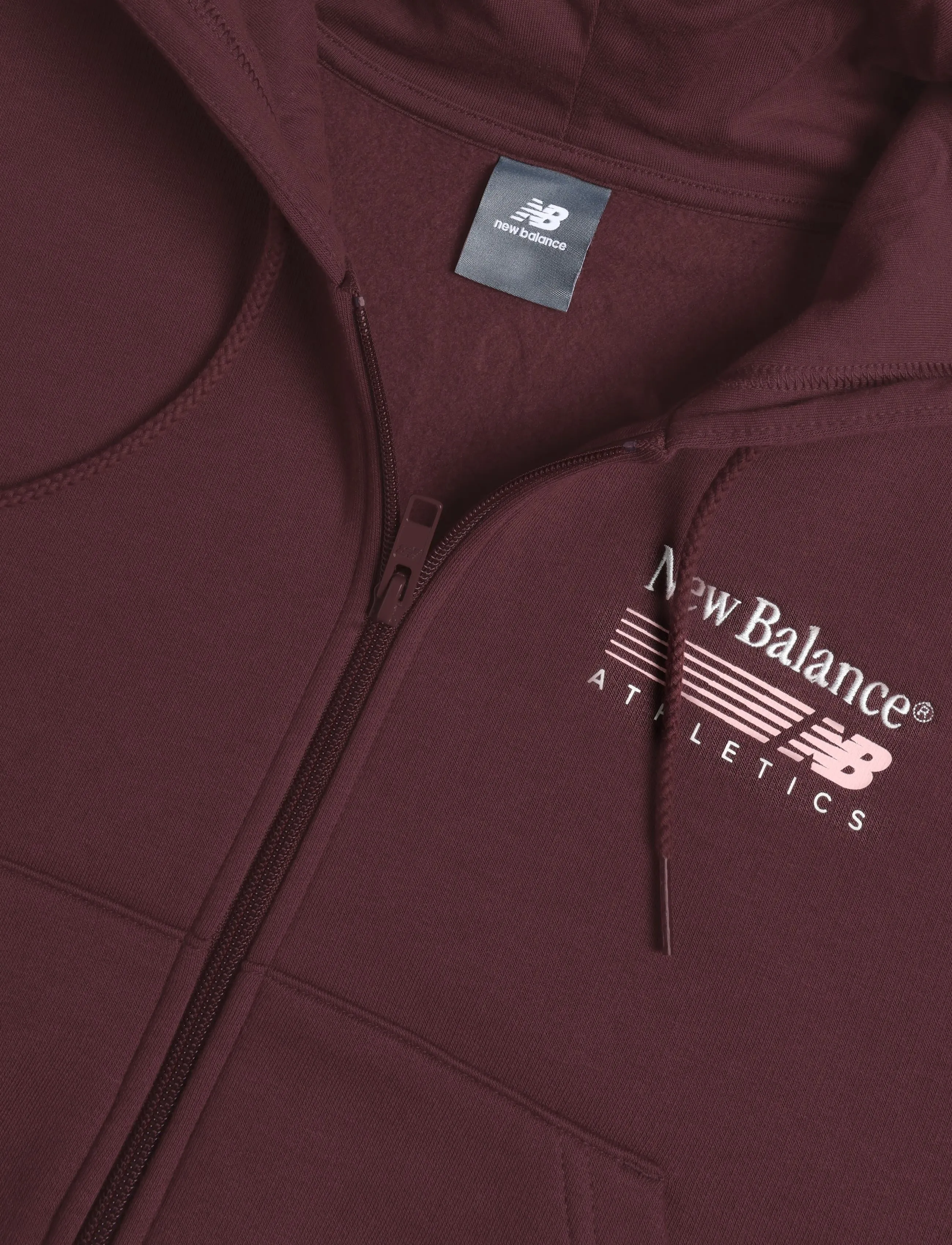New Balance - Trackside Fleece Full Zip - kapuutsiga dressipluusid - cherry leather - 2