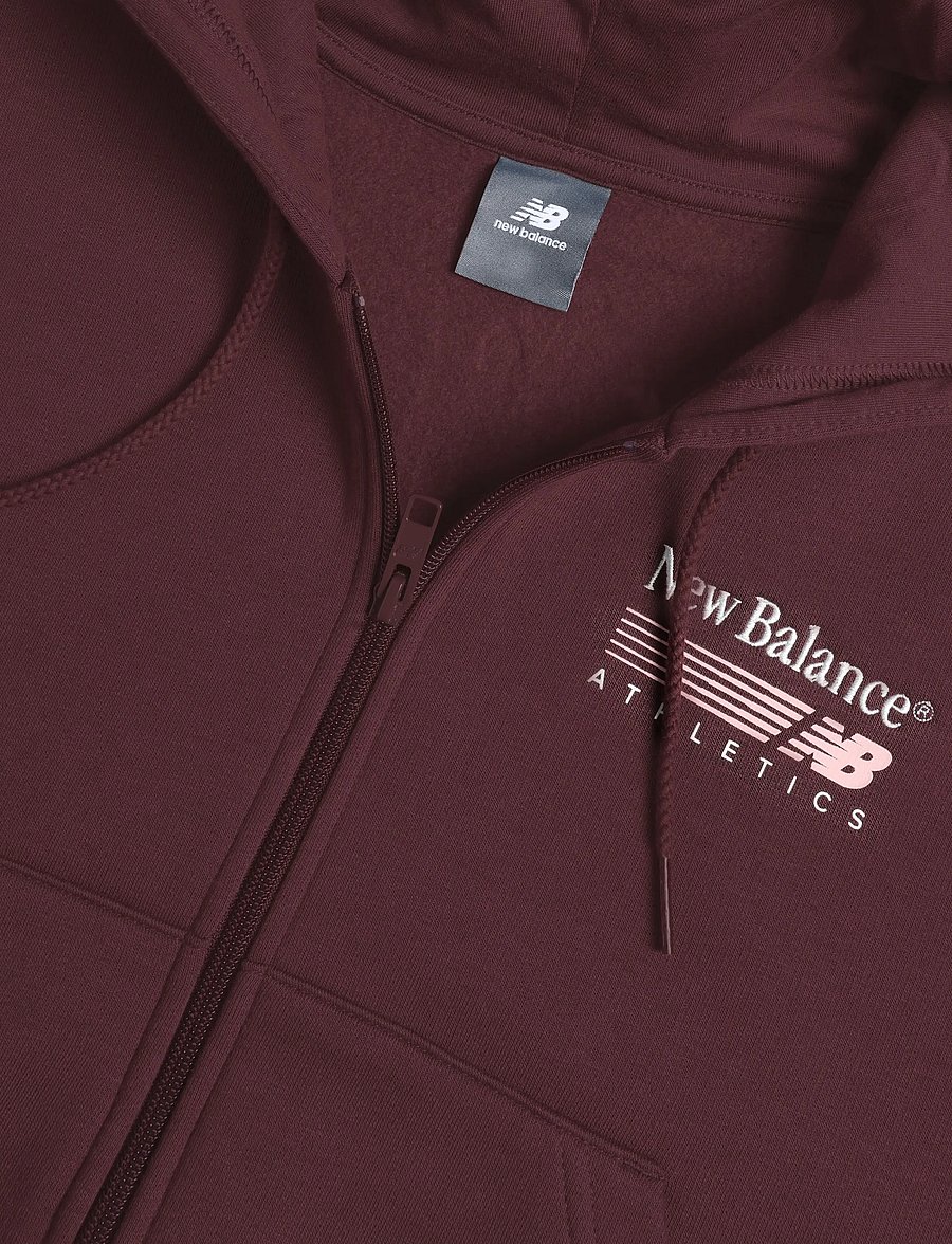 New Balance - Trackside Fleece Full Zip - kapuutsiga dressipluusid - cherry leather - 2