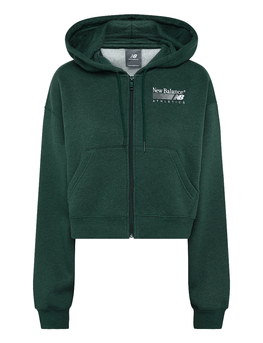 New Balance - Trackside Fleece Full Zip - kapuutsiga dressipluusid - nordic green heather - 0