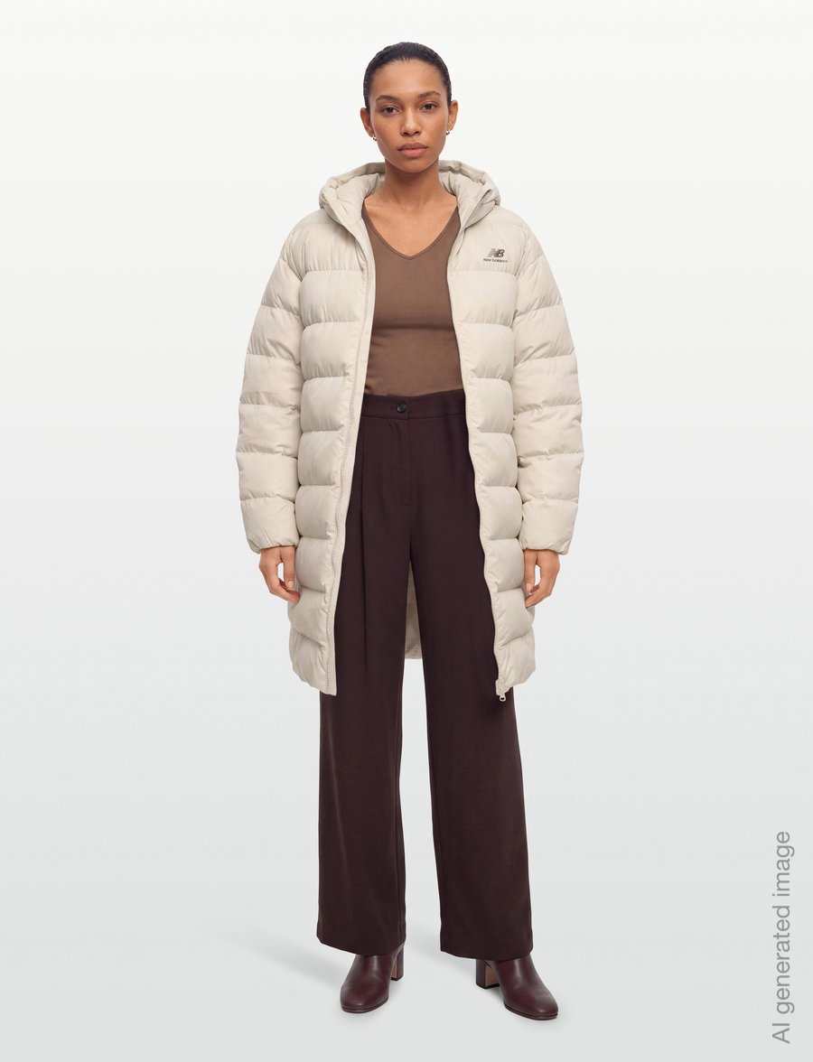 New Balance - Boston Long Puffer Jacket - daunenjacken - linen - 0