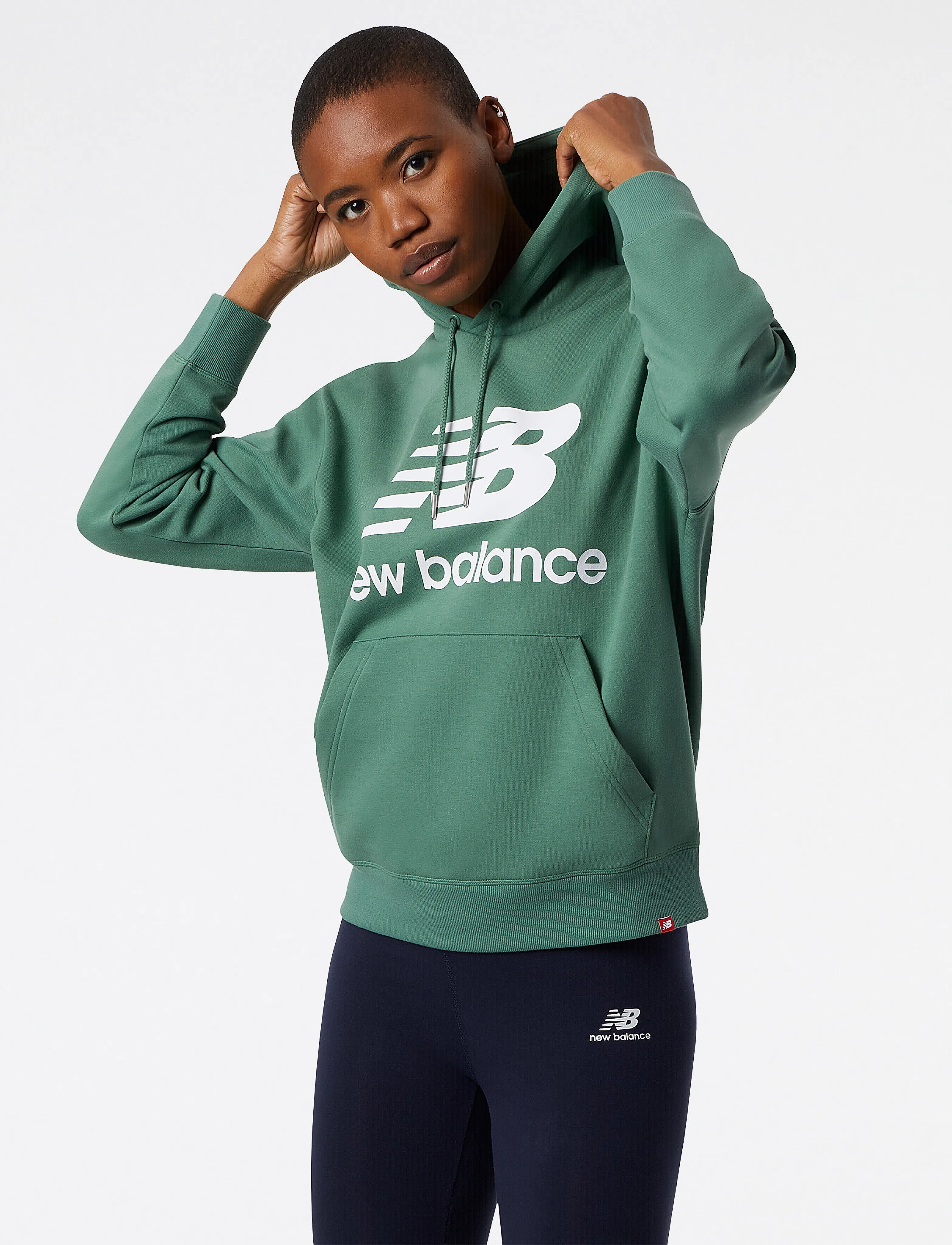 New Balance - NB Essentials Stacked Logo Oversized Pullover Hoodie - jade - 2