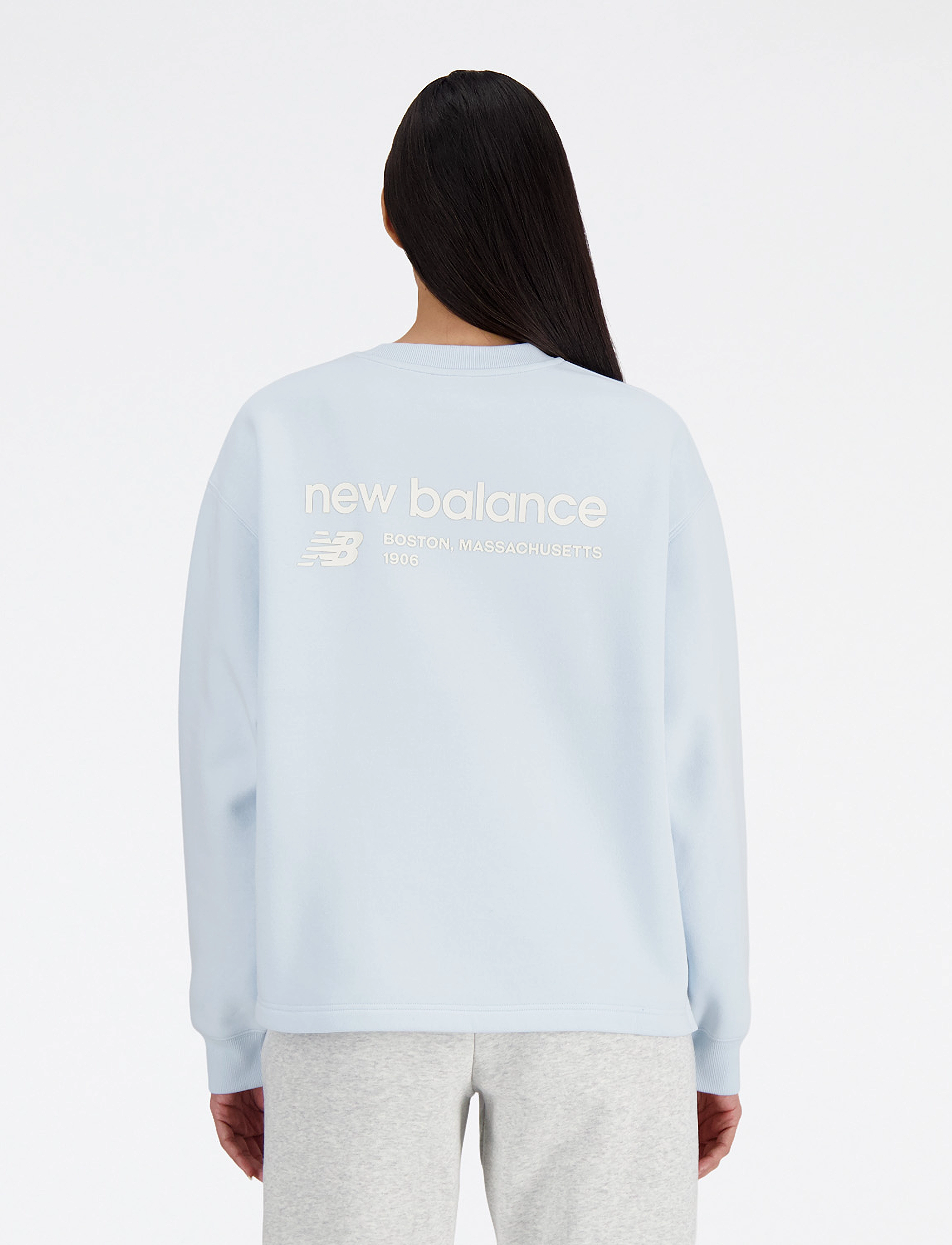 New Balance - Linear Heritage Brushed Back Fleece Crewneck - quarry blue - 4