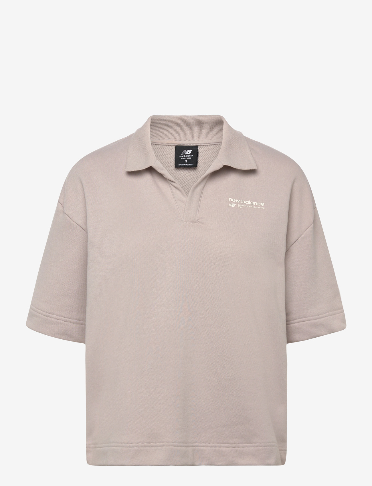 New Balance - Linear Heritage French Terry Collared Shirt - alussärgid ja t-särgid - moonrock - 0