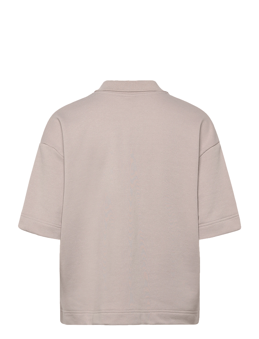 New Balance - Linear Heritage French Terry Collared Shirt - tops & t-shirts - moonrock - 1