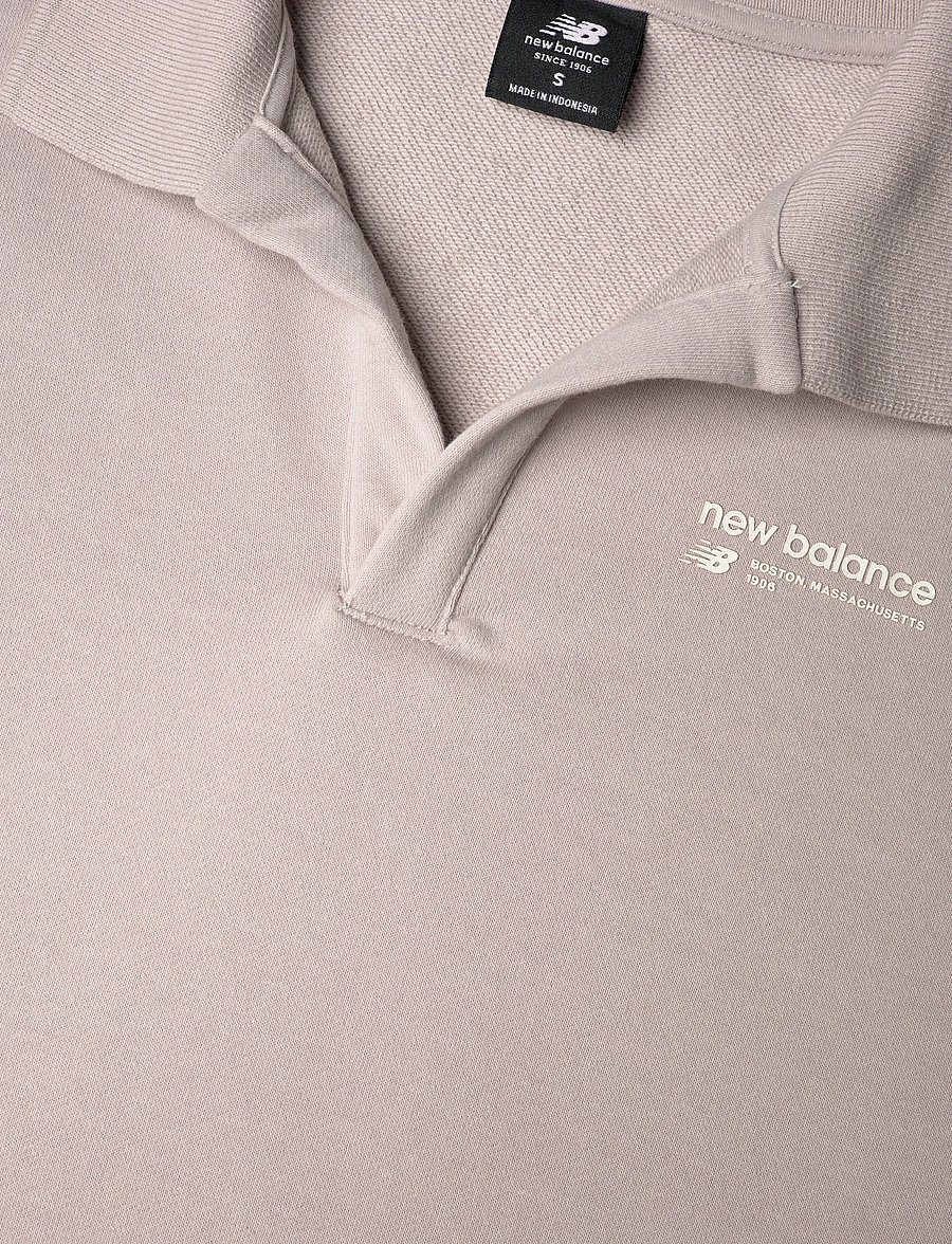 New Balance - Linear Heritage French Terry Collared Shirt - tops & t-shirts - moonrock - 2