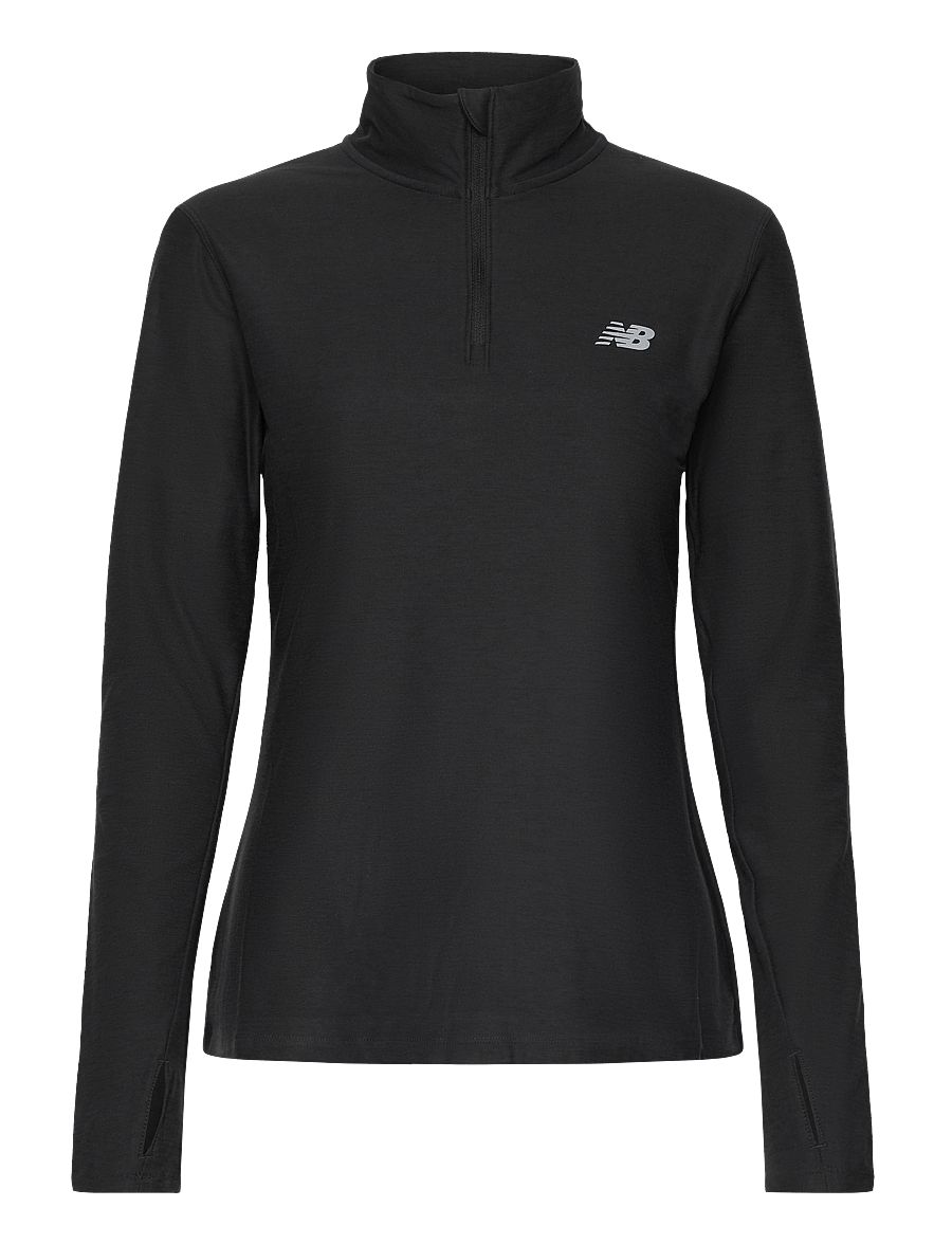 New Balance - Sport Essentials Space Dye 1/4 Zip - pikkade varrukatega alussärgid - black heather - 0