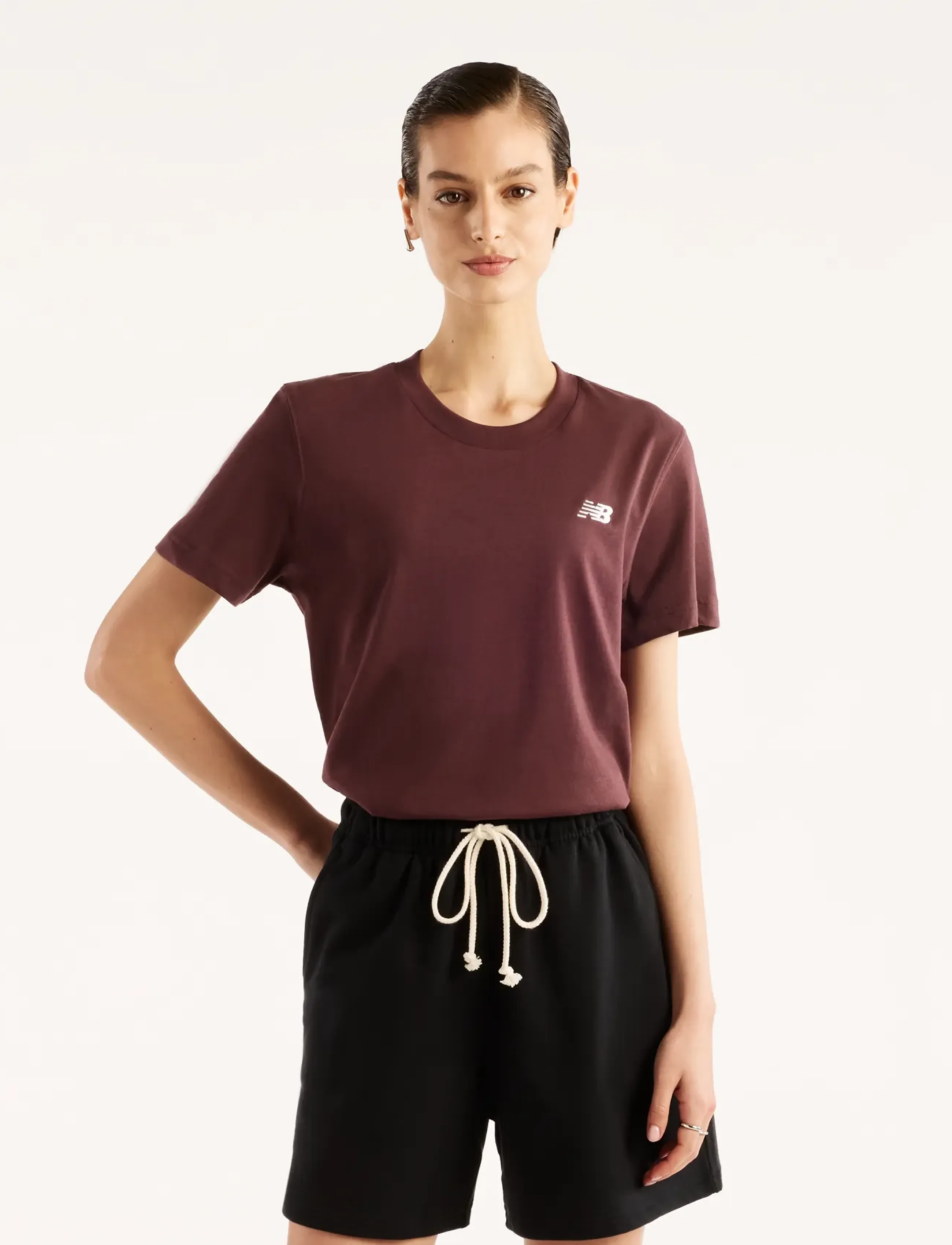 New Balance Sport Essentials Jersey T-Shirt, Damen, T-Shirt, Burgunderrot, Gr.XS