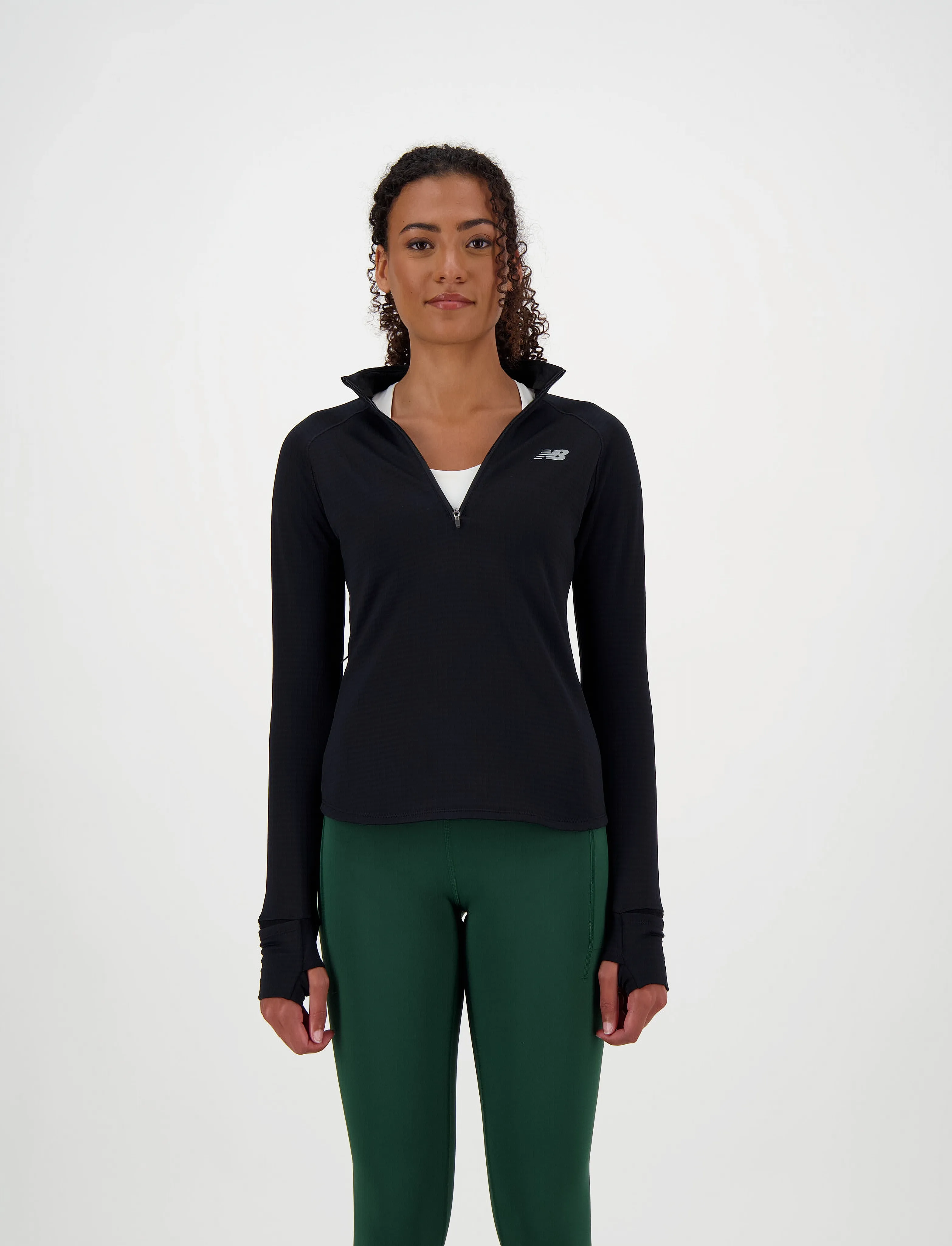 New Balance Rc Essential Heat Grid 1/2 Zip, Kvinder, Grid Halv Lynlås Trøje, Sort, Str: XS