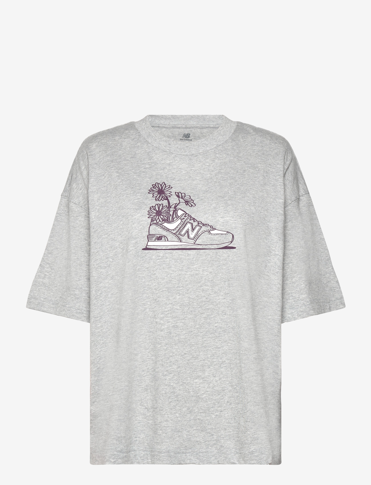 New Balance - New Balance Oversized Flower T-Shirt - alussärgid ja t-särgid - athletic grey - 0