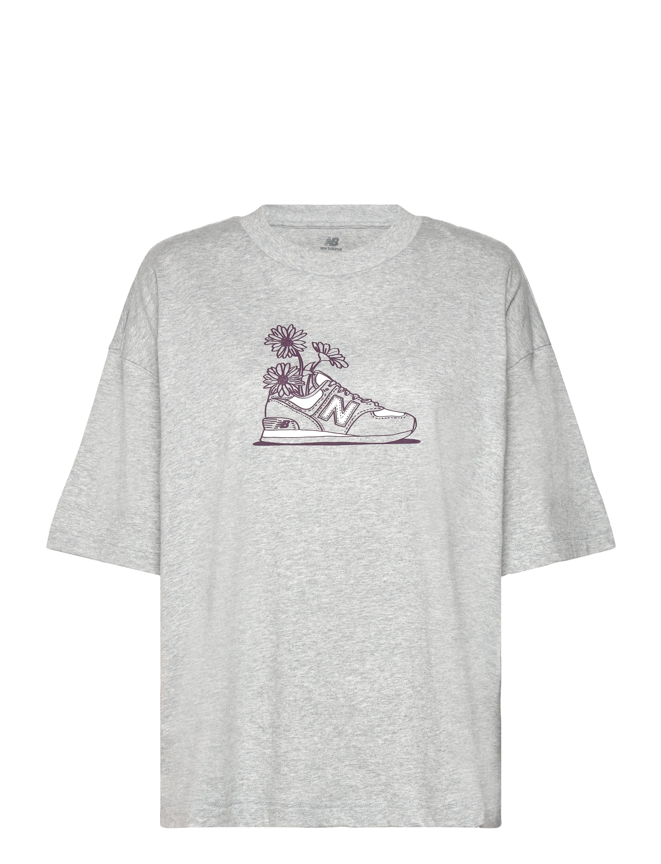 New Balance New Balance Oversized Flower T-Shirt - Tops - ATHLETIC GREY / grey