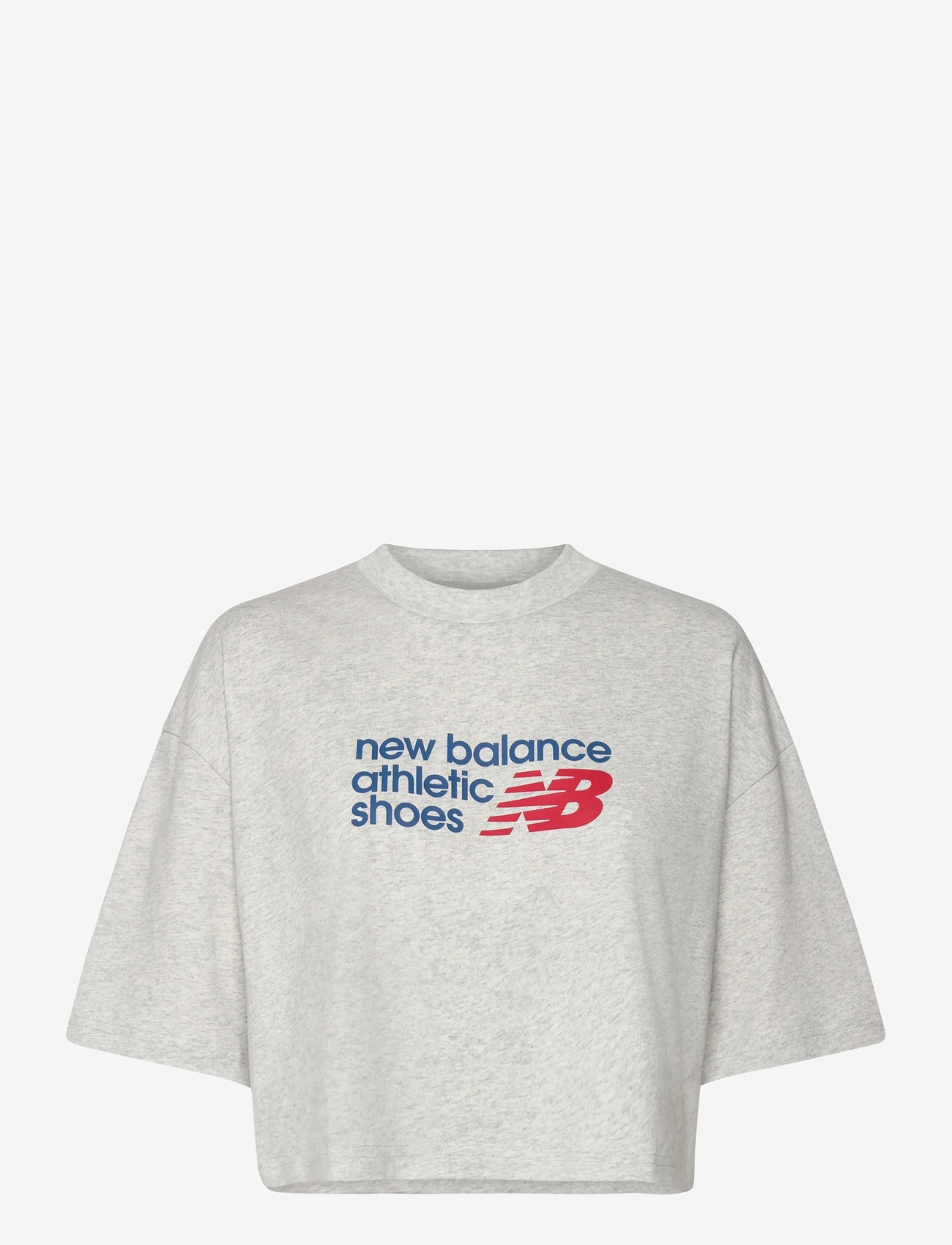 New Balance - Athletics Premium Chest Logo Cropped T-Shirt - t-shirts - ash heather - 0