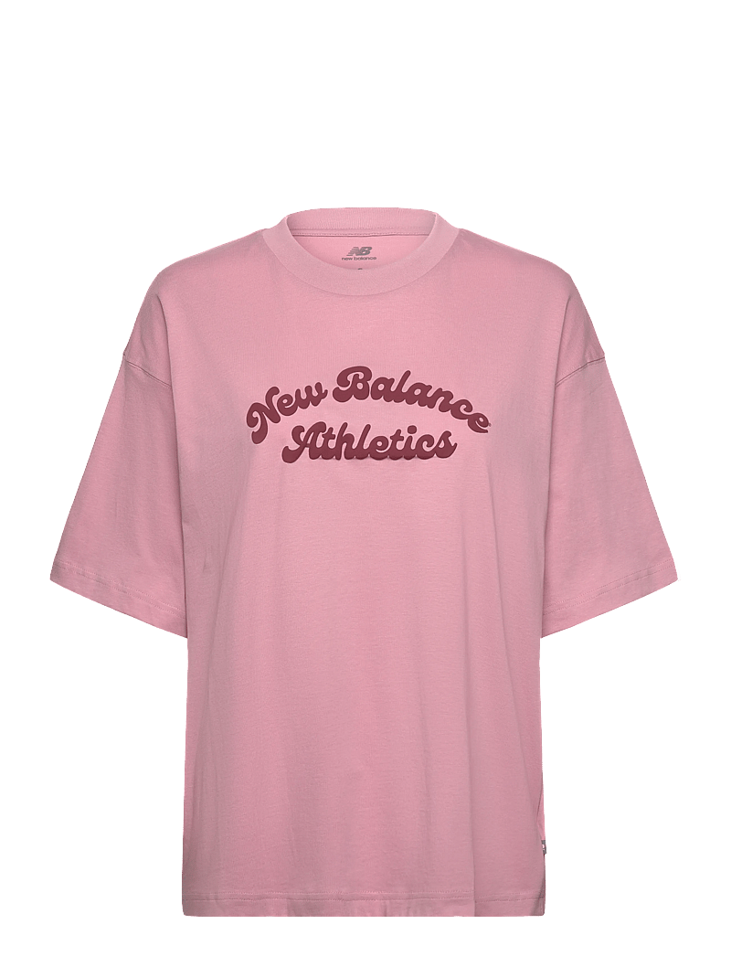 New Balance - Linear Heritage Oversized T-Shirt - t-shirts - pink taffy - 1
