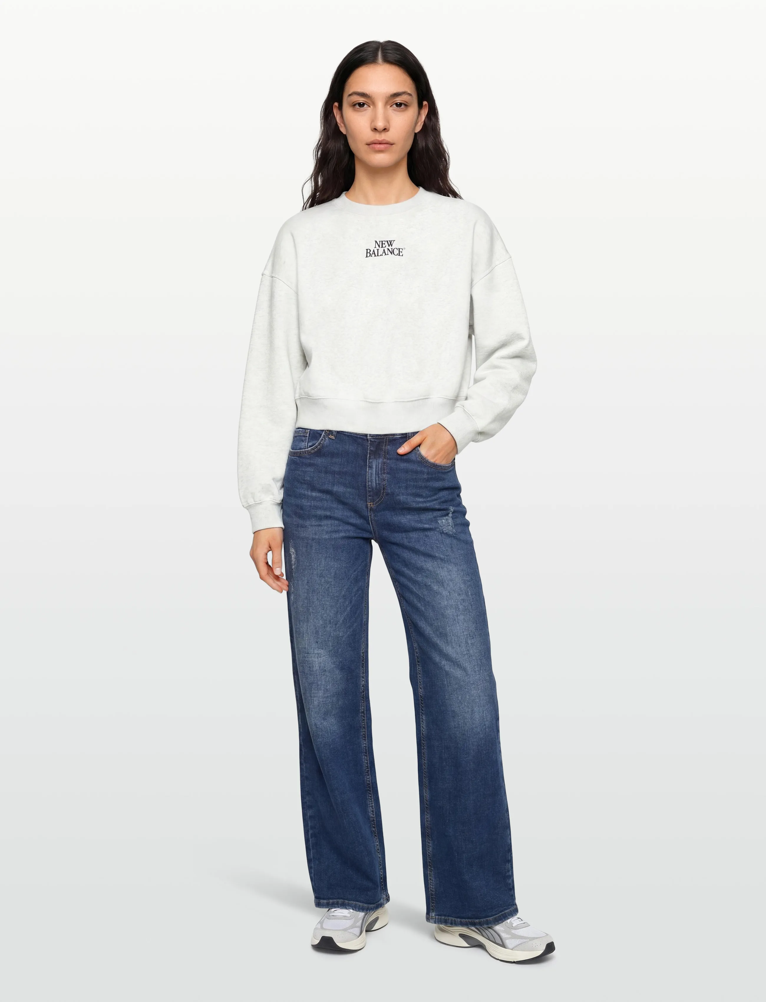 New Balance Linear Heritage Fleece Crew, XL, Sport Sweatshirts & Hoodies, Grau - Sweatshirts, Frauen