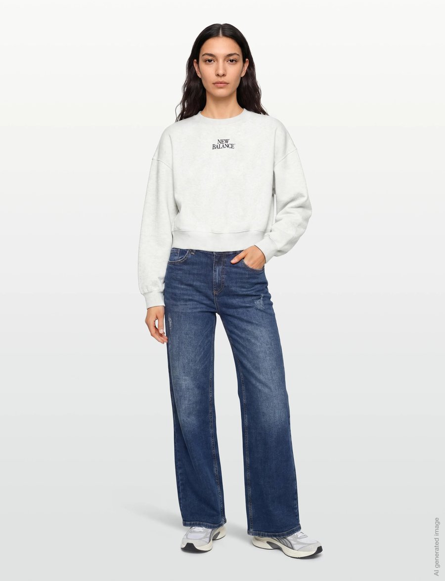 New Balance - Linear Heritage Fleece Crew - sweatshirts - ash heather - 0