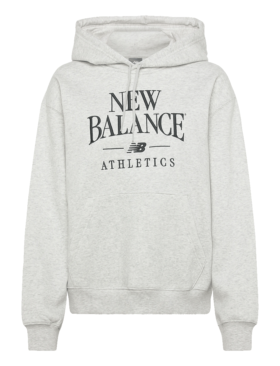 New Balance - Linear Heritage Fleece Hoodie - huvtröjor - ash heather - 0
