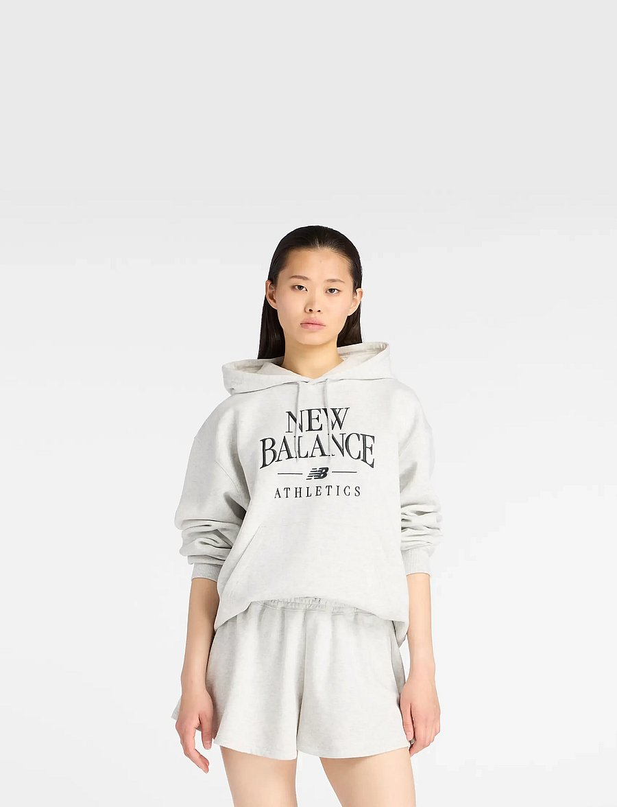 New Balance - Linear Heritage Fleece Hoodie - sweatshirts - ash heather - 0