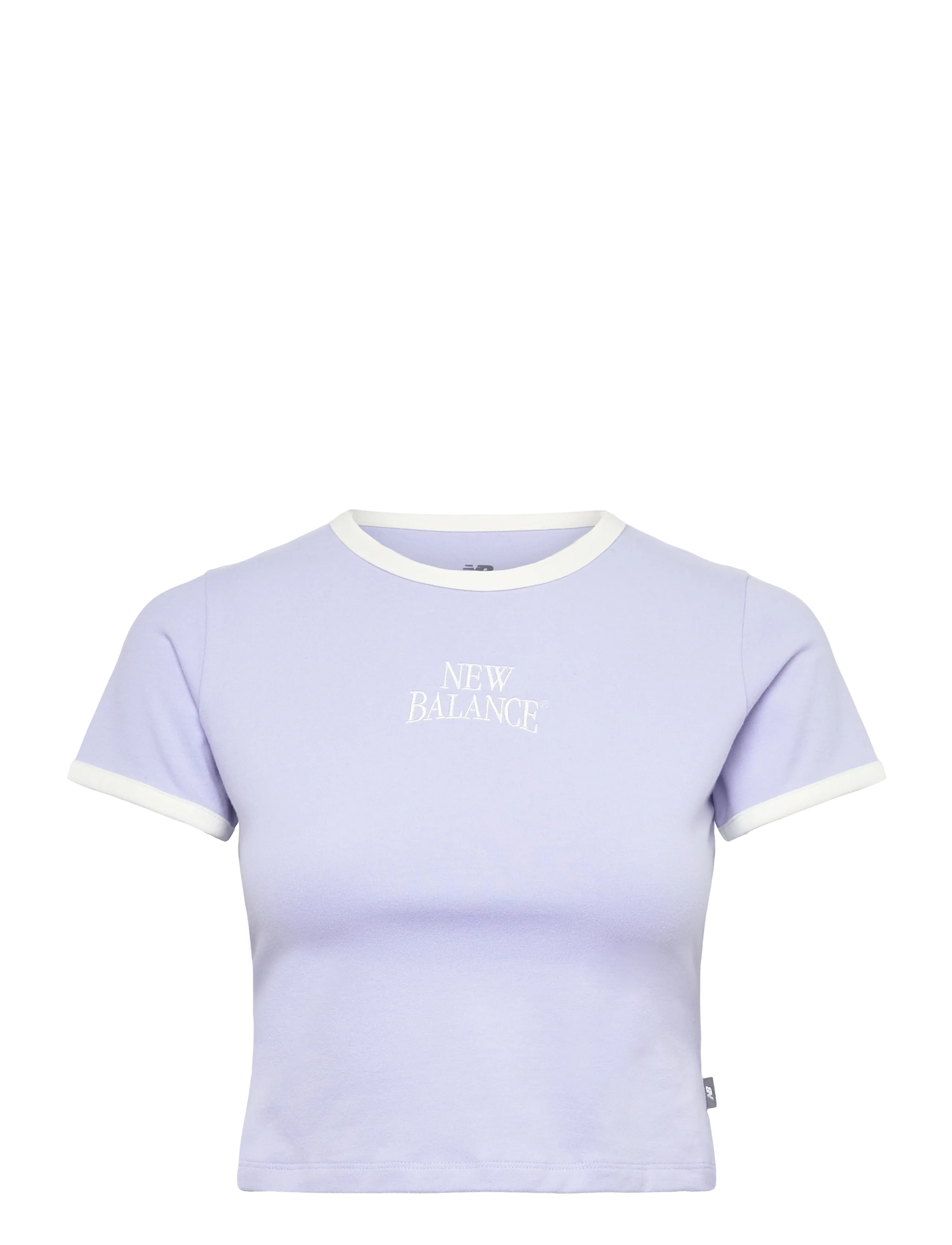 New Balance Linear Heritage Ringer T-Shirt, Kvinder, Kort Ringer T-shirt, Lila, Str: M