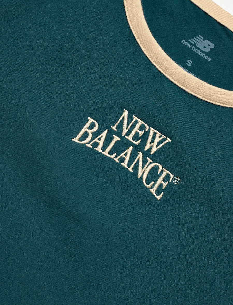 New Balance - Linear Heritage Ringer T-Shirt - crop-tops - medusa green - 2