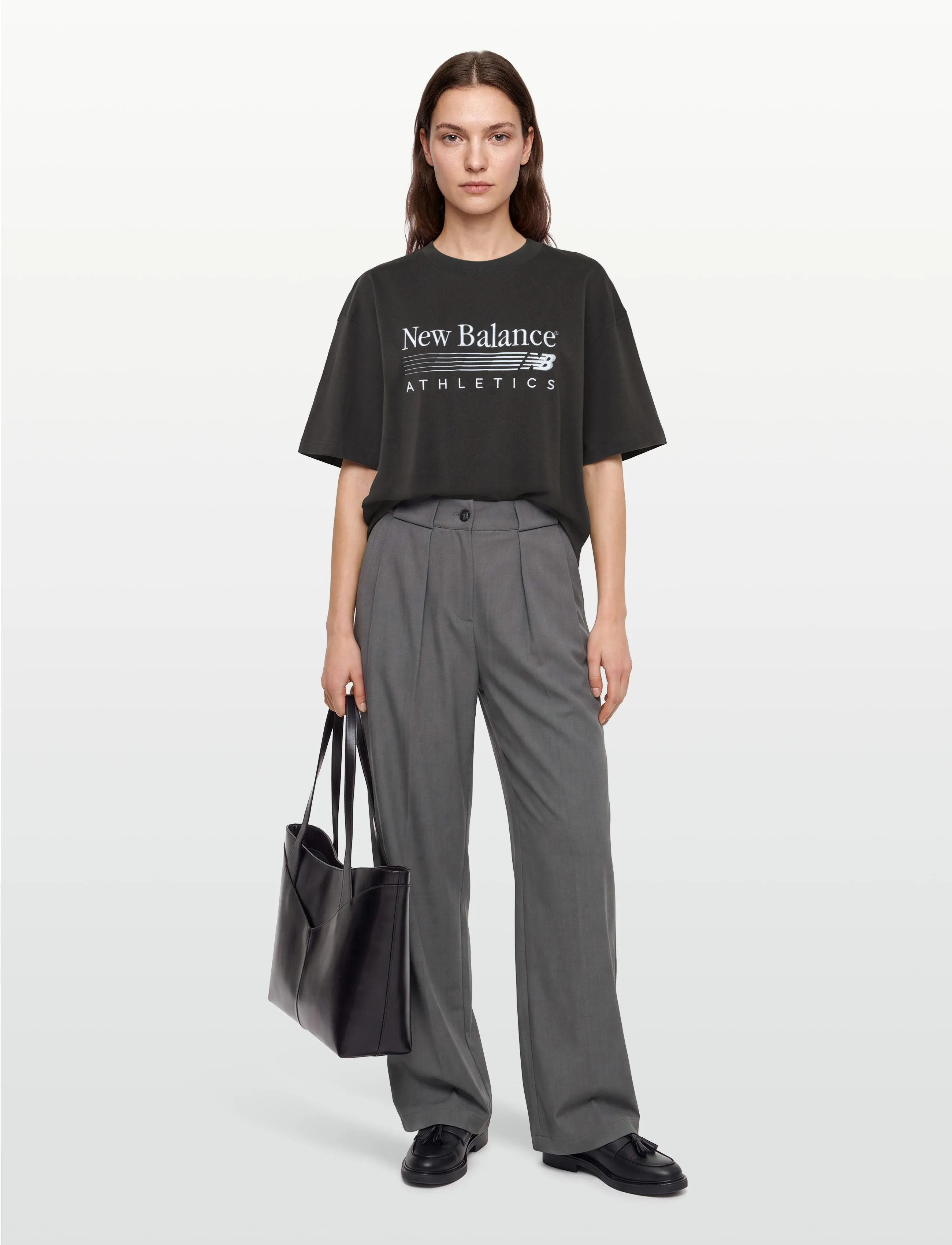 New Balance Trackside Oversized T-Shirt, Kvinder, Oversize T-Shirt, Grå, Str: XS