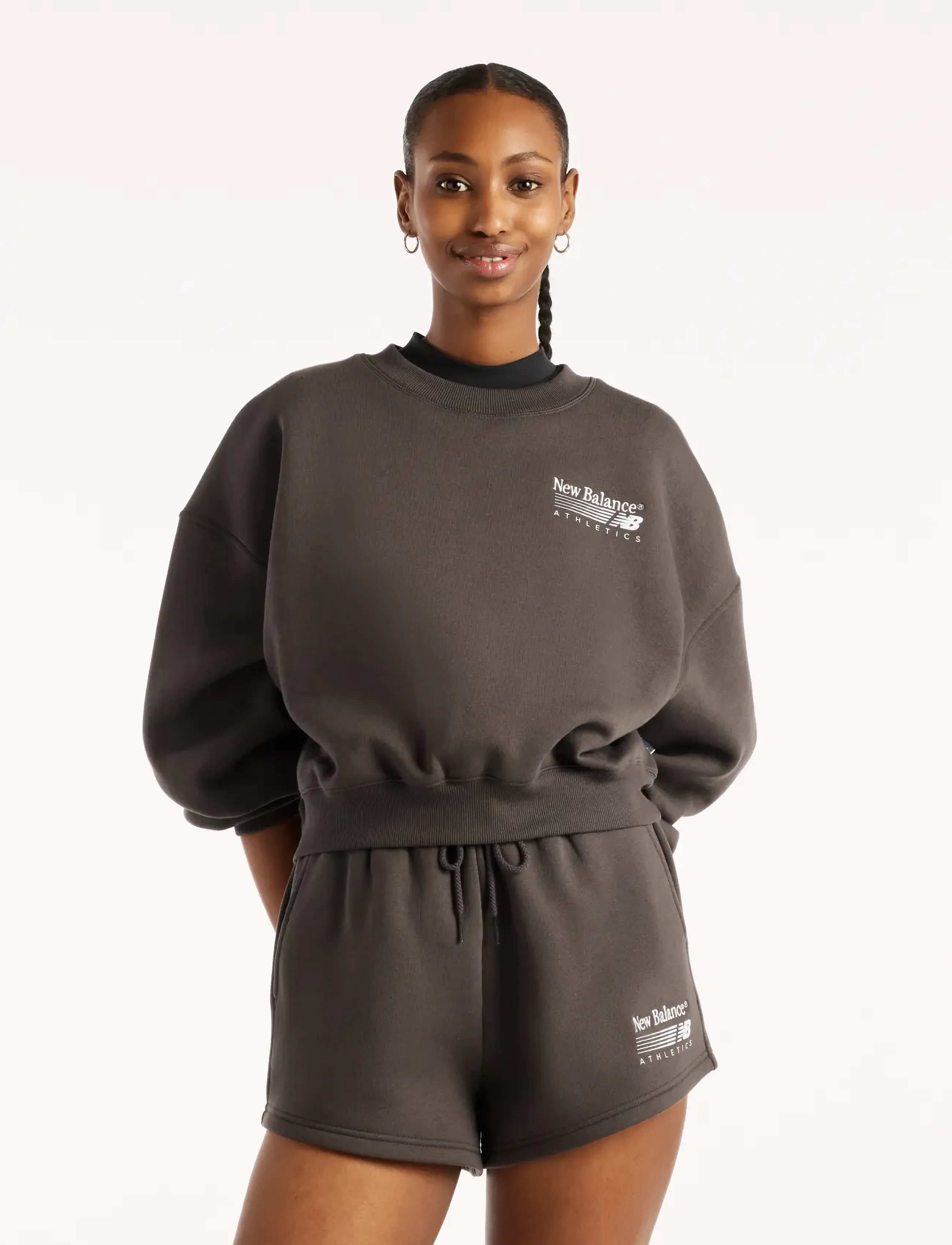 New Balance - Trackside Fleece Crew - Överdelar - black cement - 0