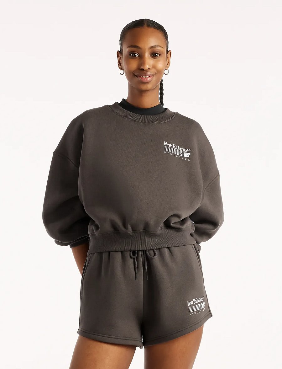 New Balance - Trackside Fleece Crew - Överdelar - black cement - 0