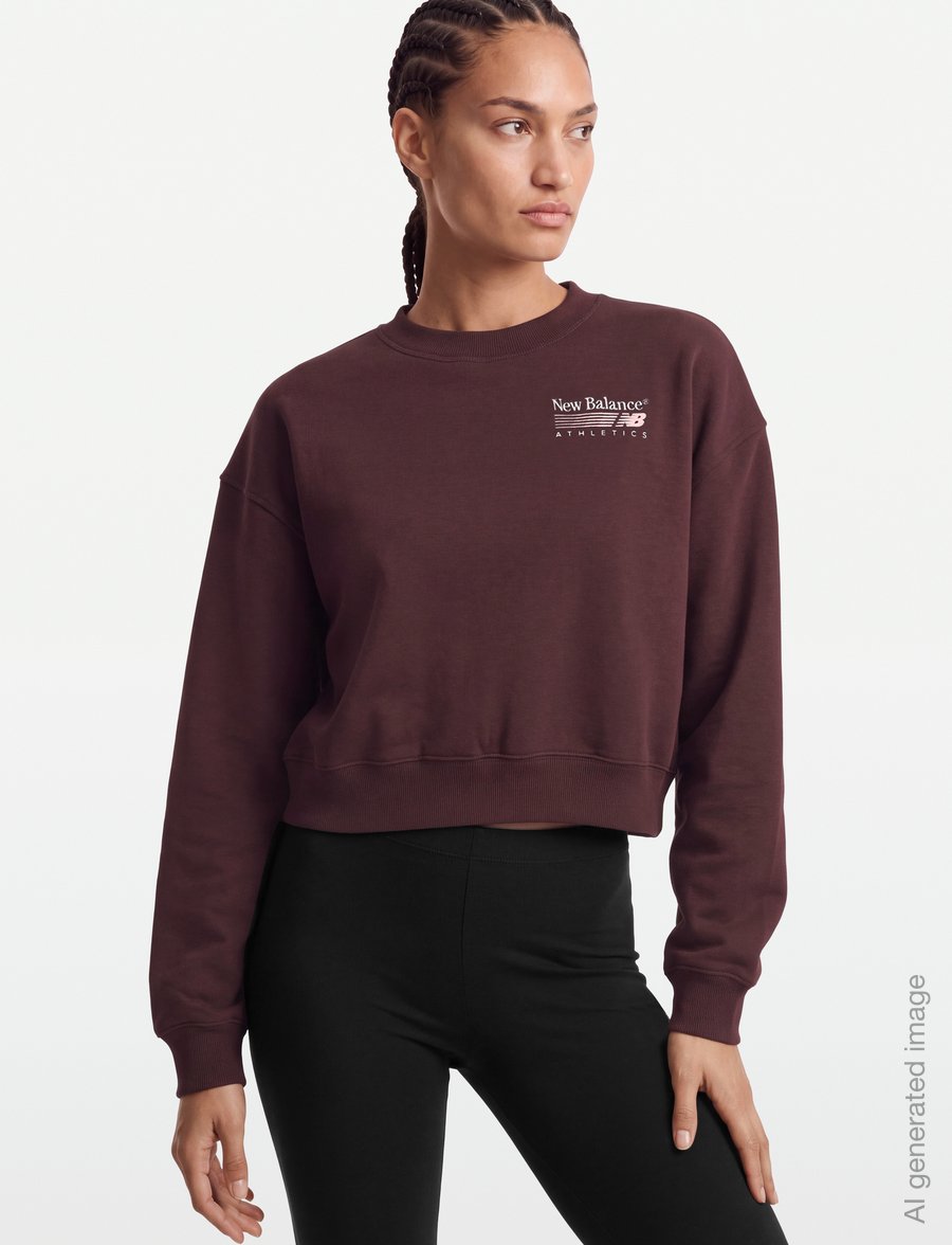 New Balance - Trackside Fleece Crew - overdele - cherry leather - 3