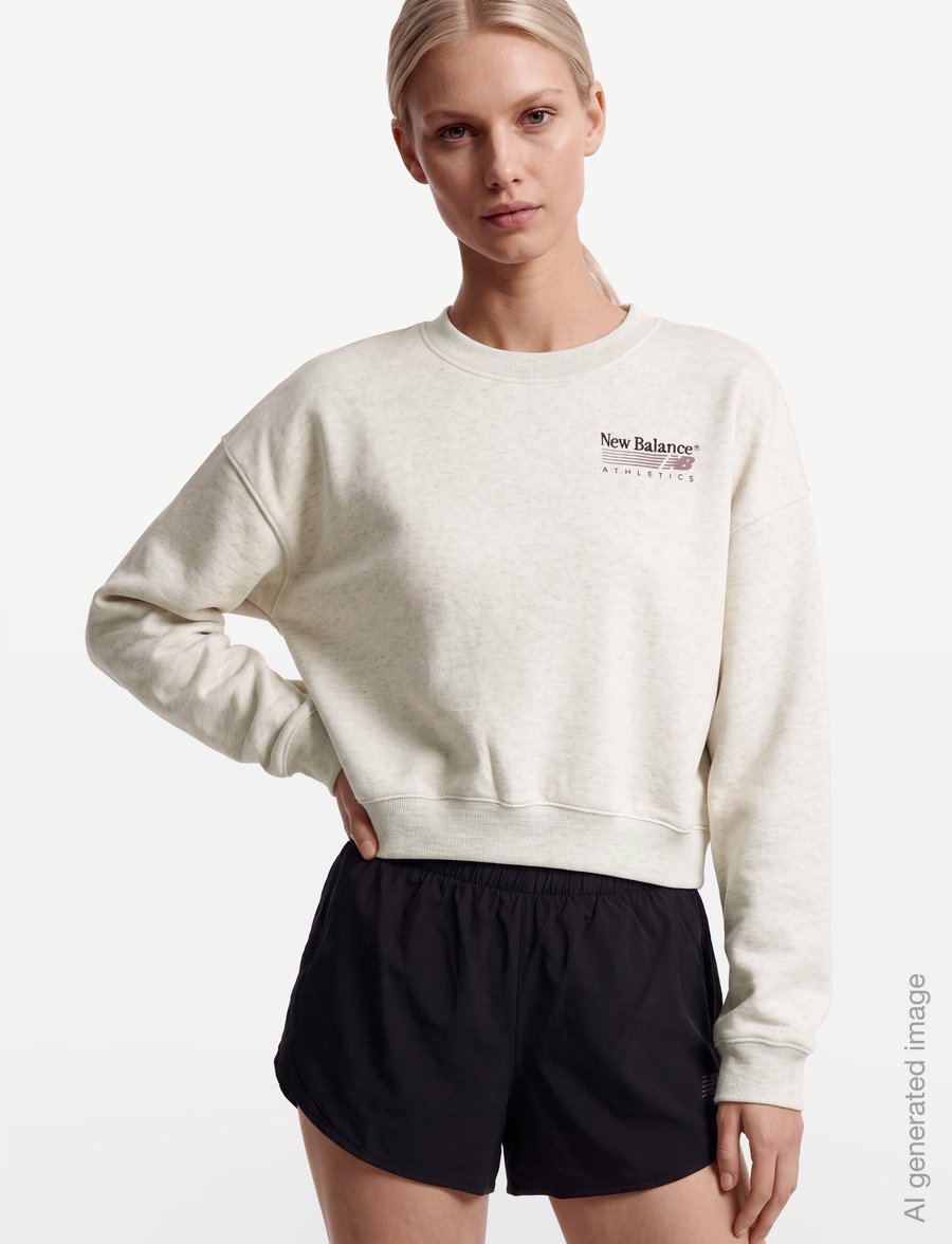 New Balance - Trackside Fleece Crew - Överdelar - linen heather - 3