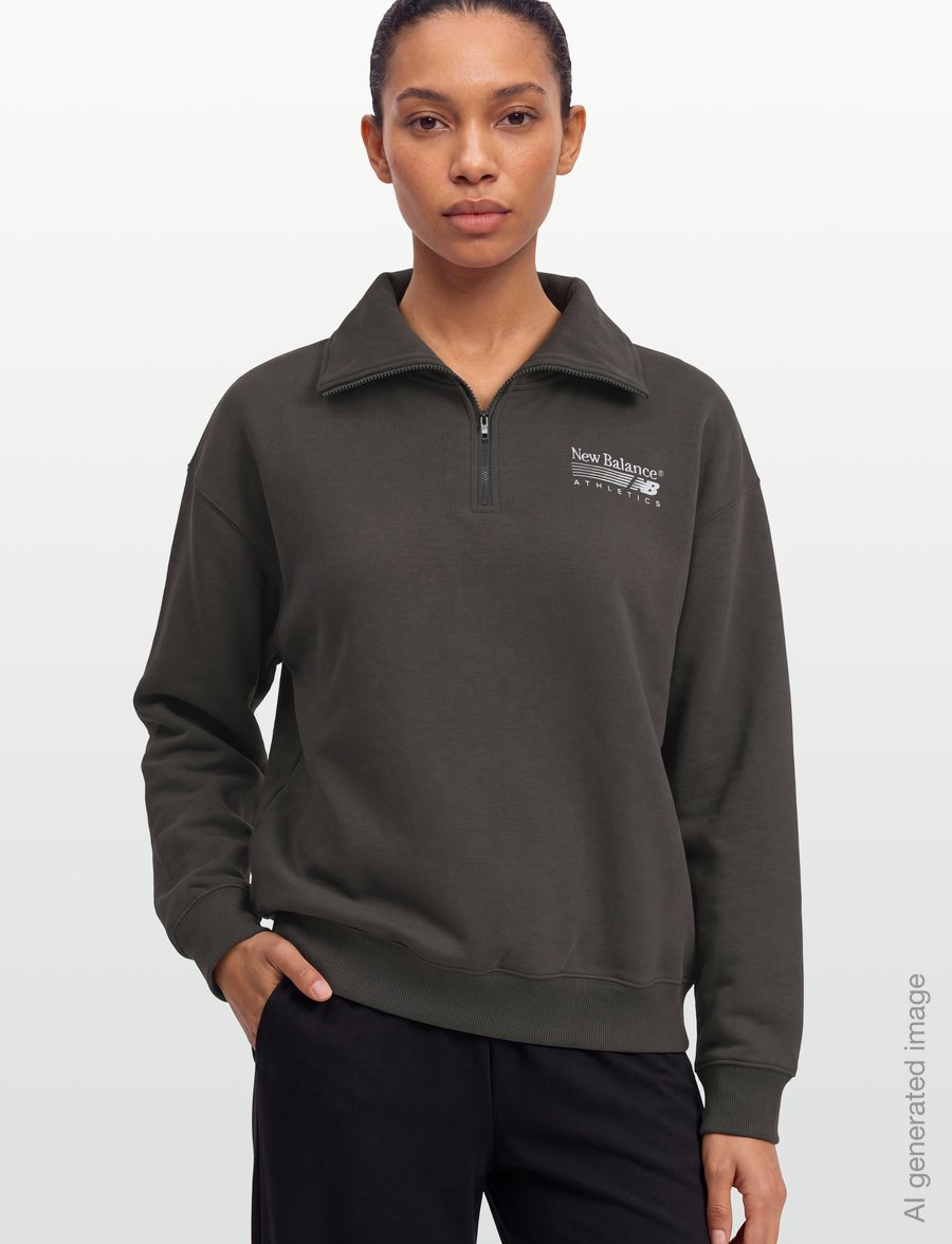 New Balance - Trackside Fleece Half Zip - sweatshirts - black cement - 3