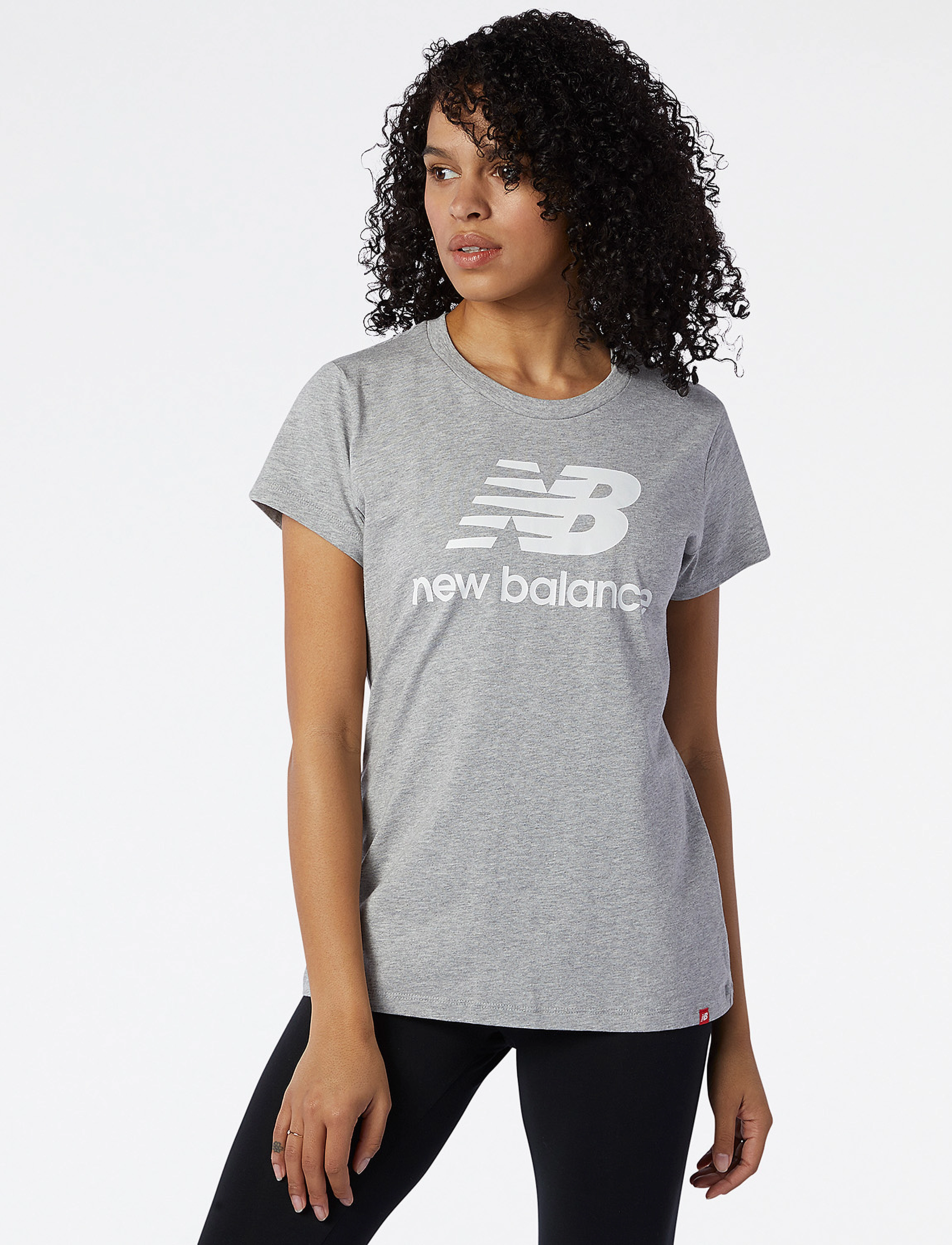 New Balance - ESSENTIALS STACKED LOGO TEE - athletic gre - 2