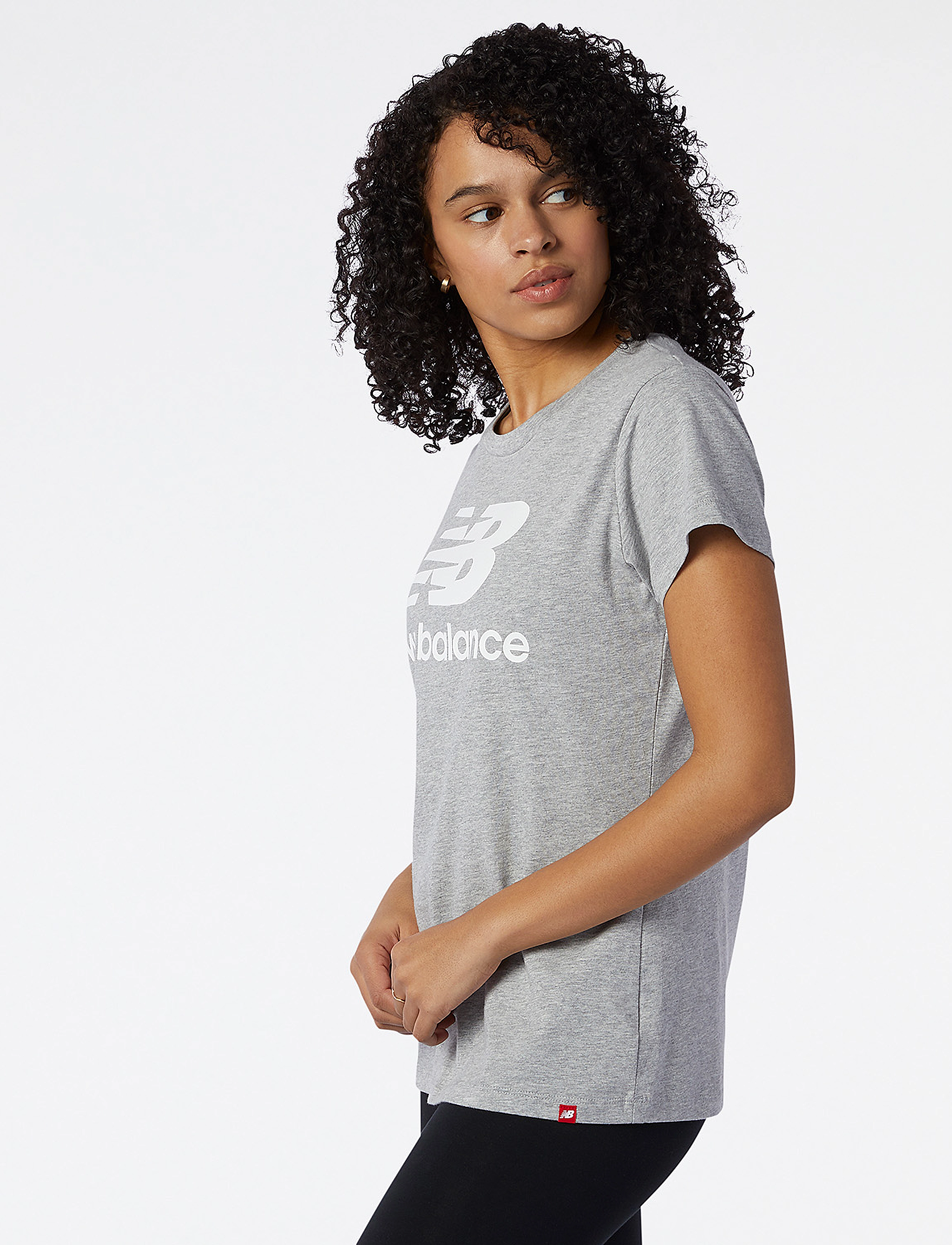 New Balance - ESSENTIALS STACKED LOGO TEE - athletic gre - 3