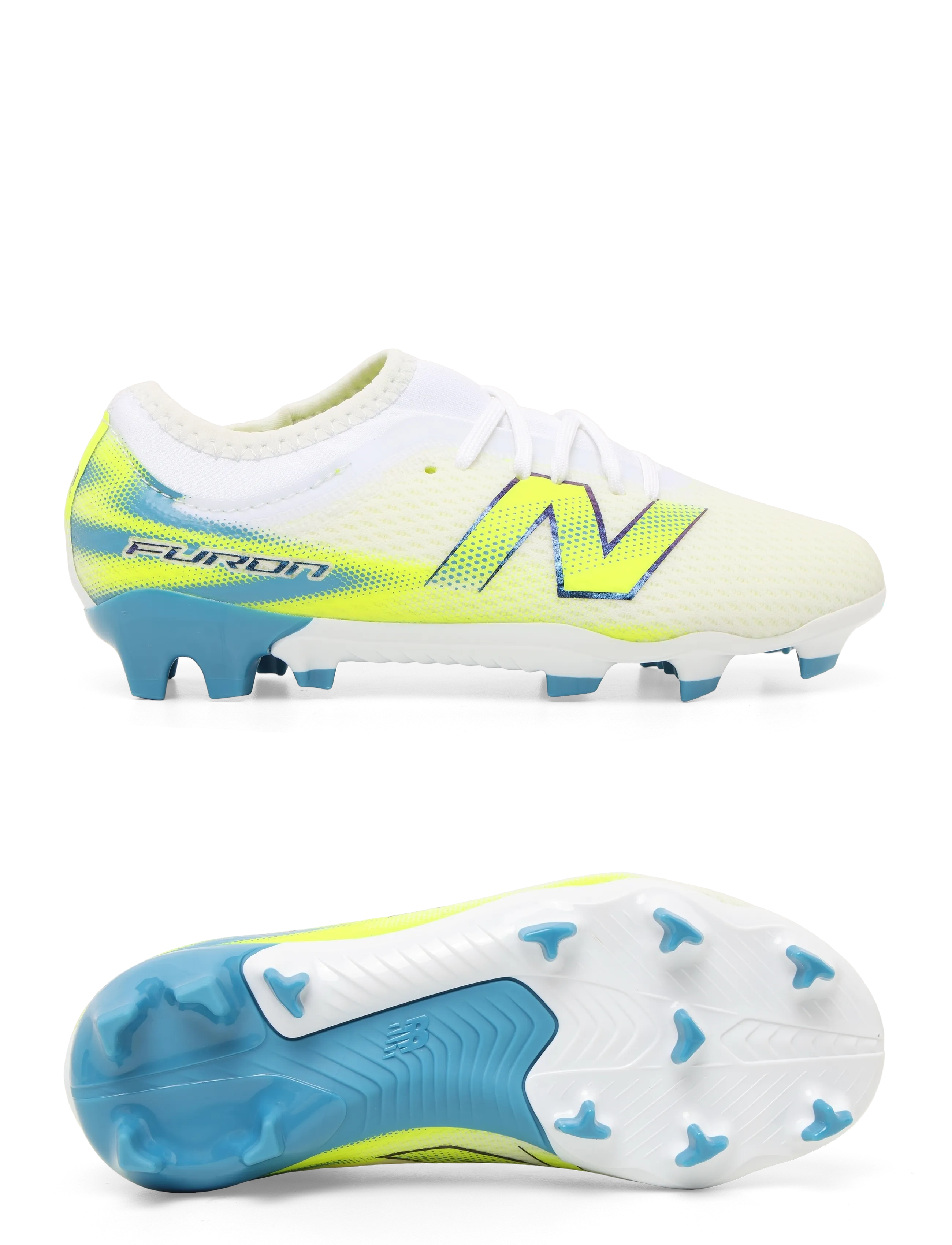 New Balance Furon V9 Team Junior Fg, 32, Sports Schuhe, Weiß - Football Boots, Kinder