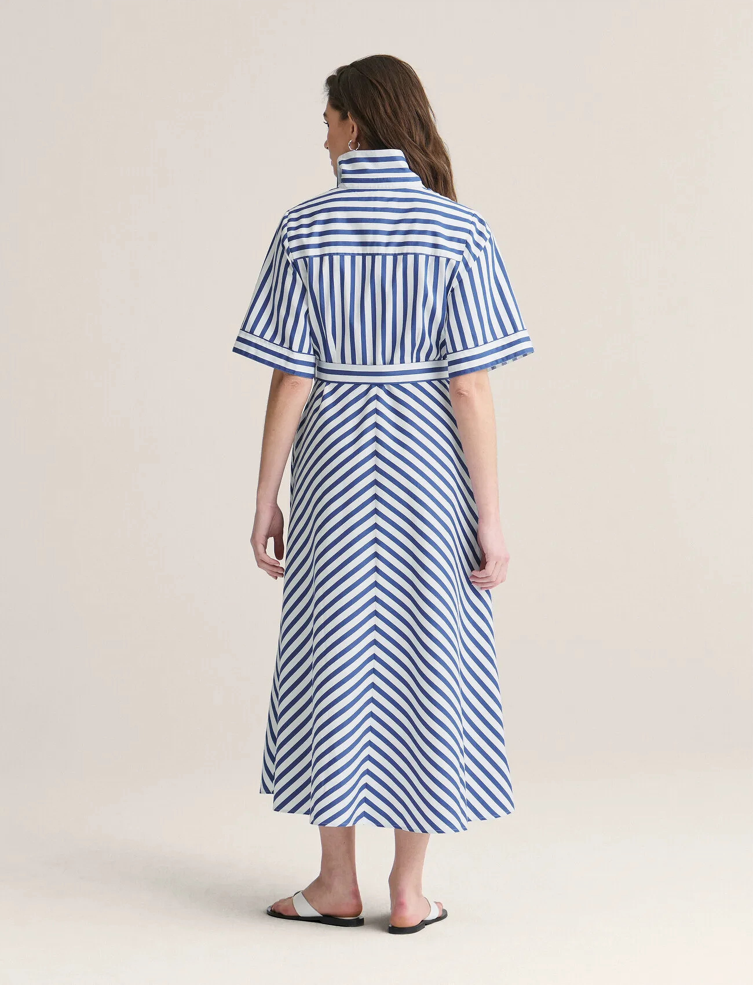 Newhouse - Astrid Striped Dress - skjortekjoler - royal blue - 2