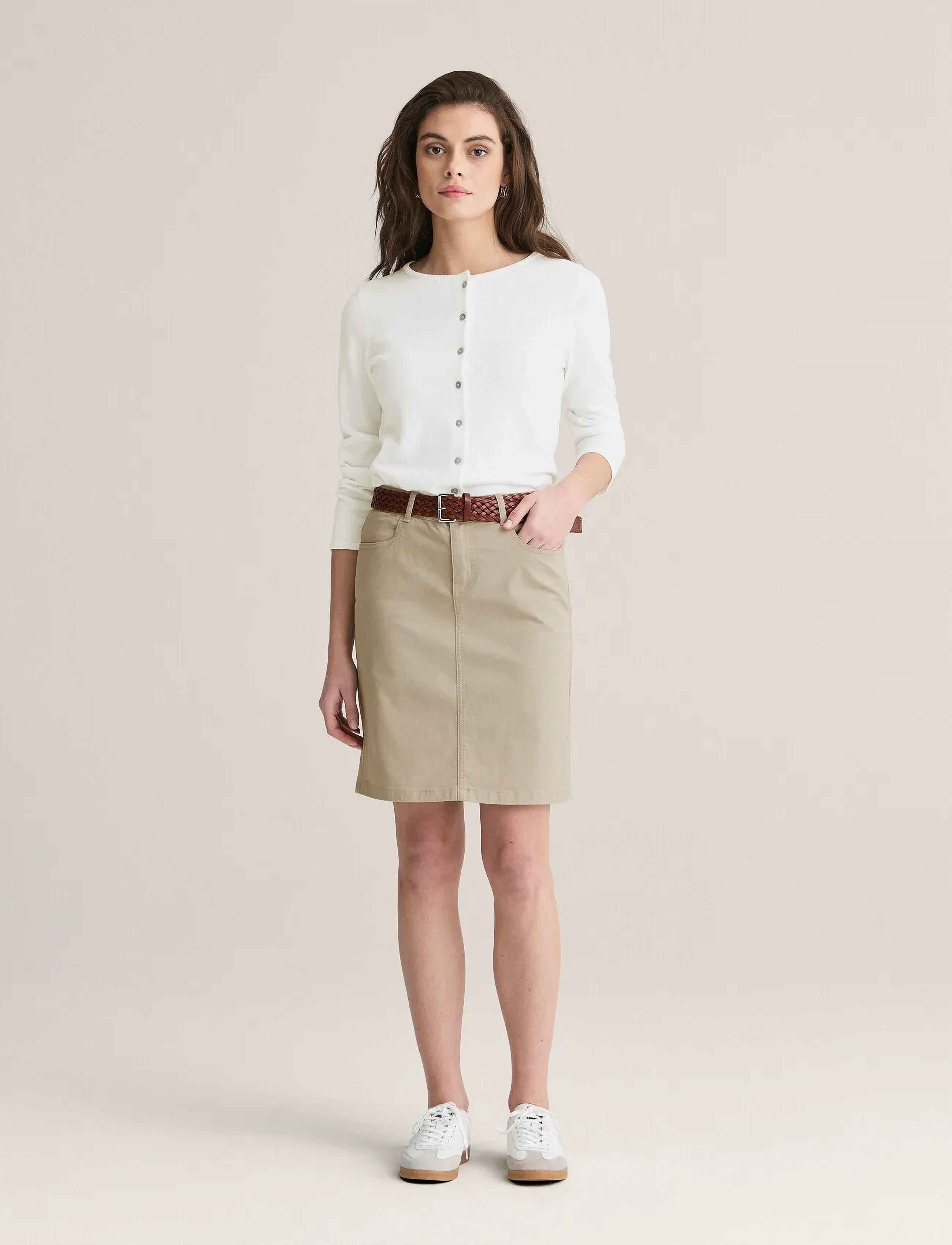 Newhouse Ally Chino Skirt - Jeanskjolar - 199 / beige