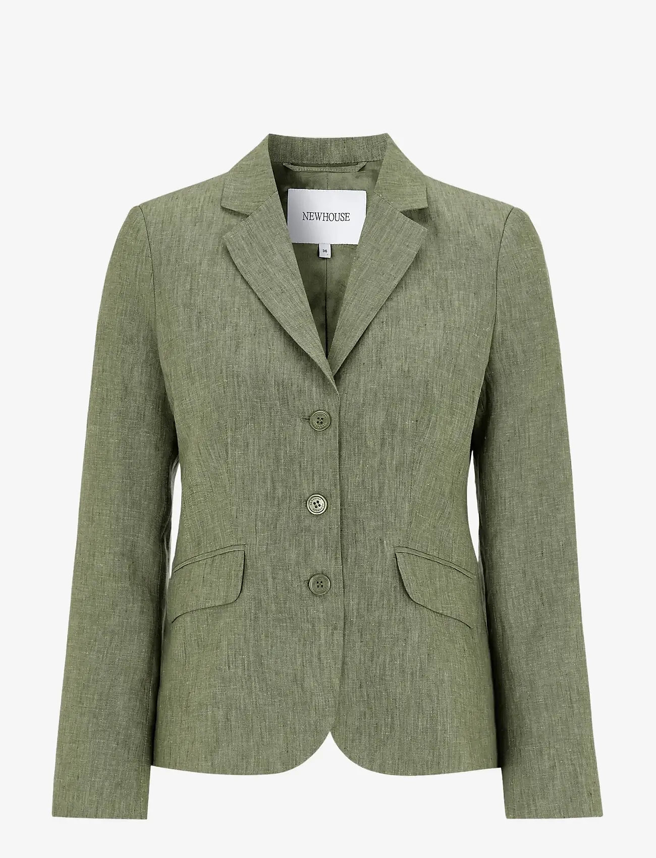 Newhouse - Amanda Linen Blazer - einreihige blazer - green melange - 1