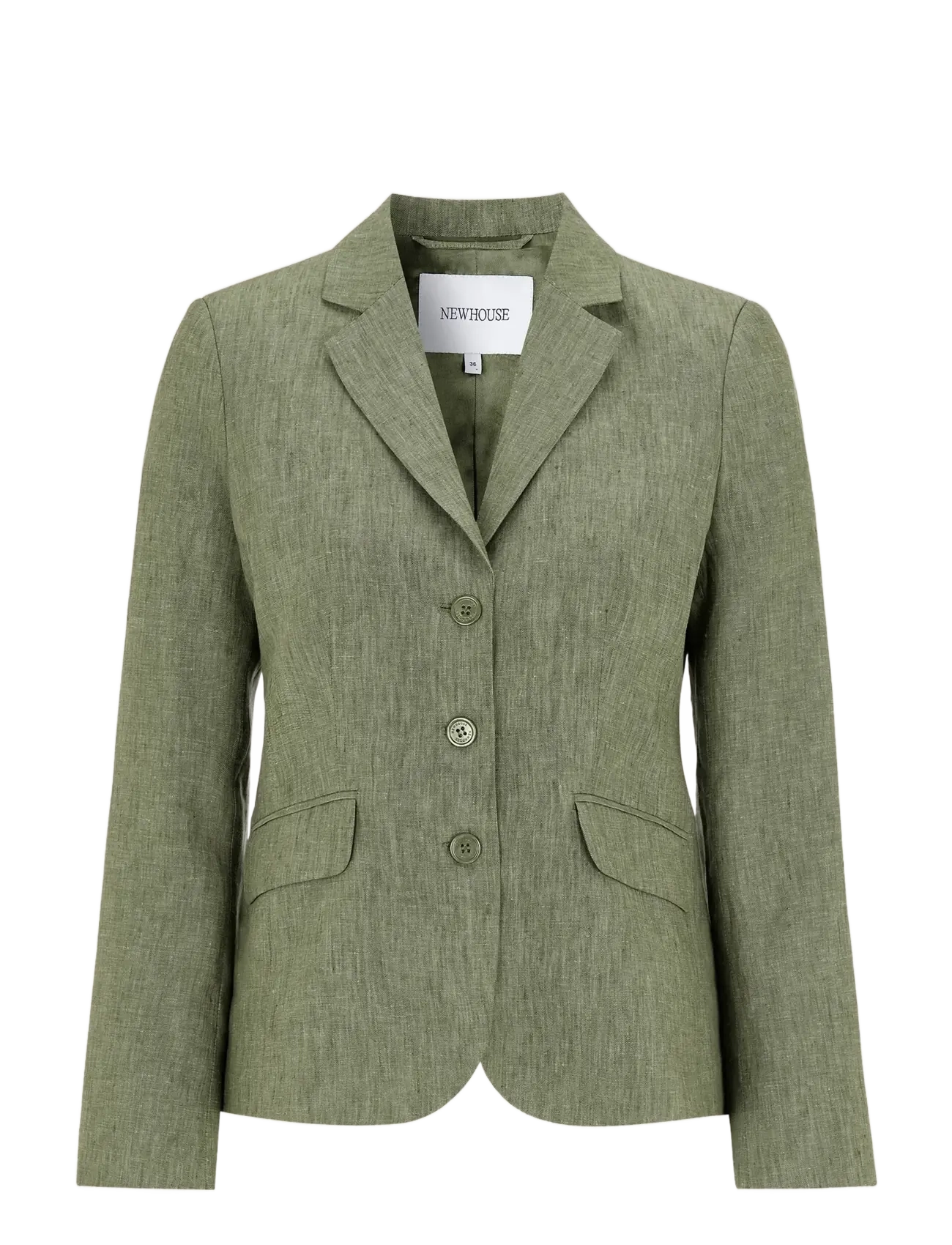 Newhouse Amanda Linen Blazer - Blazer - GREEN MELANGE / green