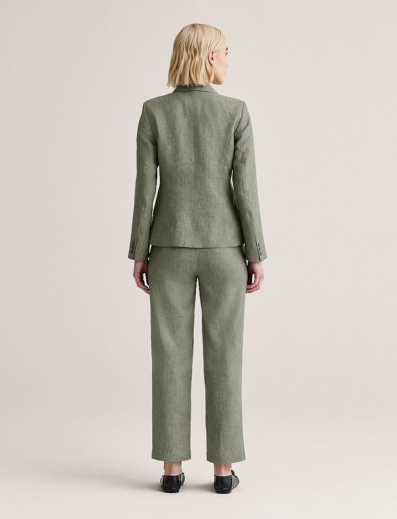 Newhouse - Amanda Linen Blazer - einreihige blazer - green melange - 2