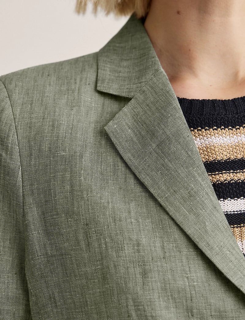 Newhouse - Amanda Linen Blazer - einreihige blazer - green melange - 3