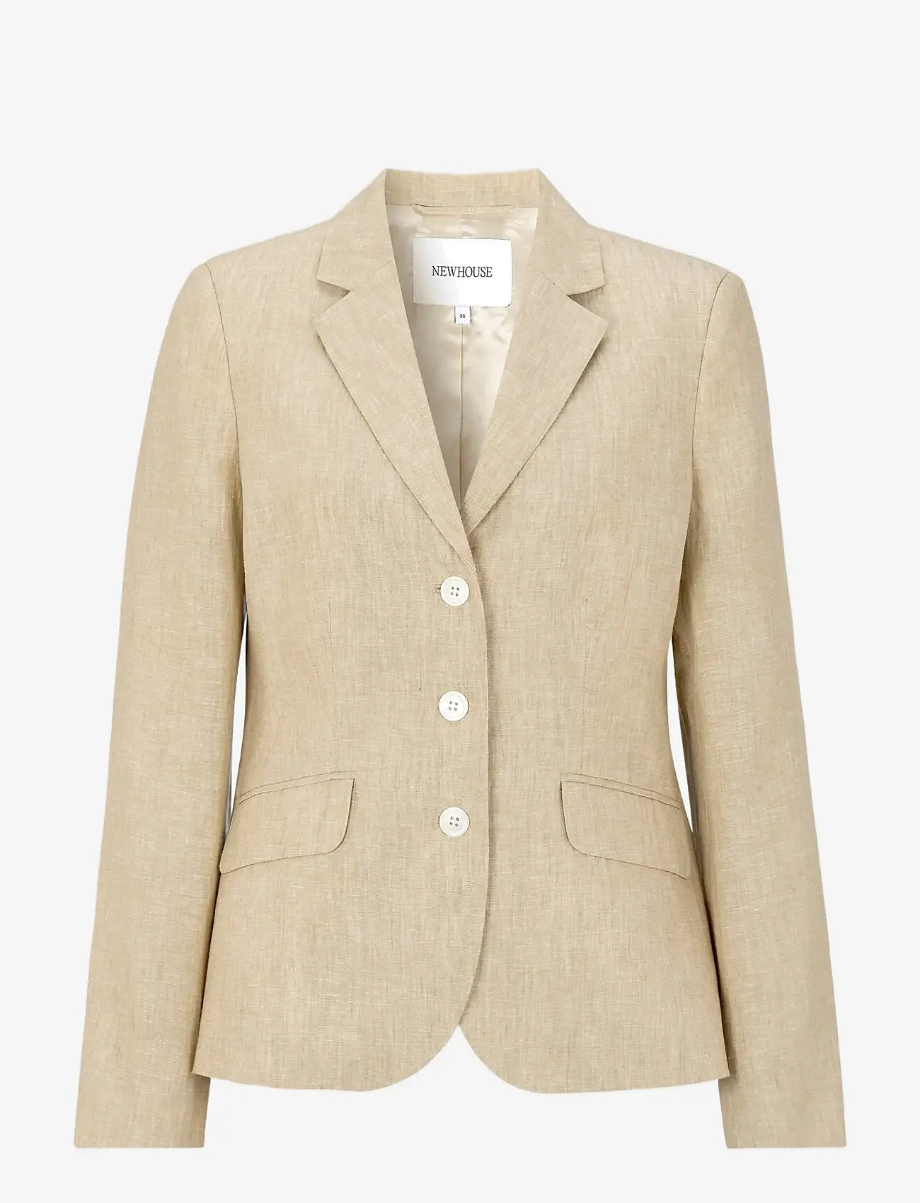 Newhouse - Amanda Linen Blazer - enkeltradede blazere - natural linen - 1