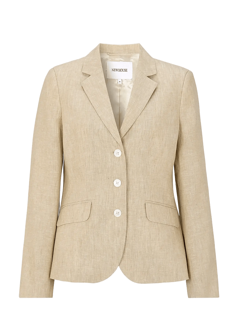 Newhouse - Amanda Linen Blazer - enkeltradede blazere - natural linen - 1